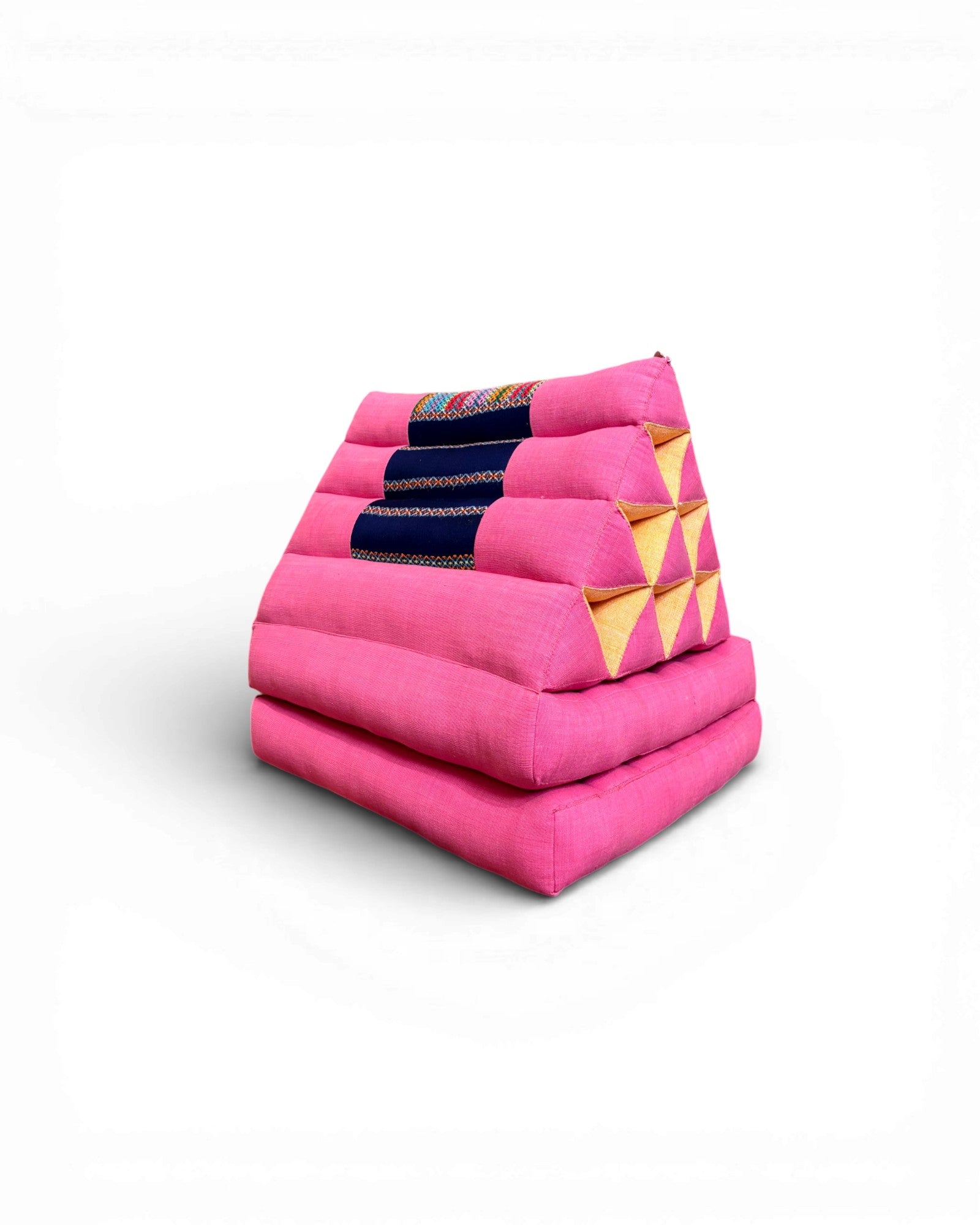 Fuchsia Cotton & Multicolour Tribal Panel Triangle Cushion (M) - Surround Living - 7