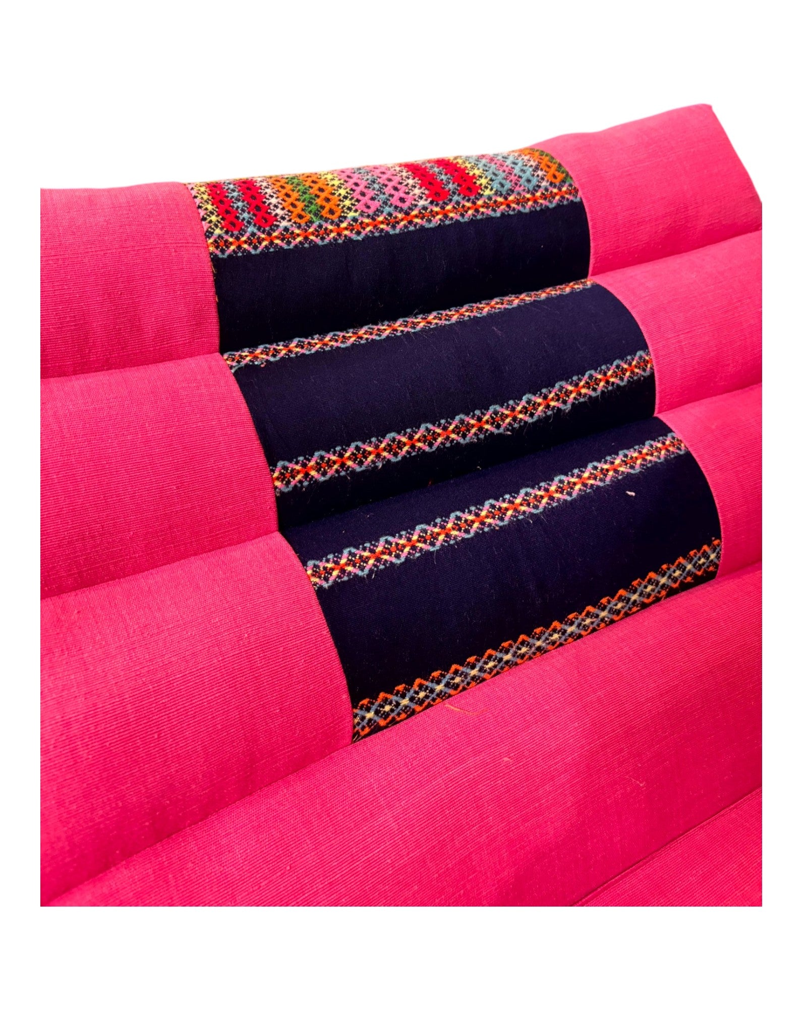 Fuchsia Cotton & Multicolour Tribal Panel Triangle Cushion (M) - Surround Living - 9
