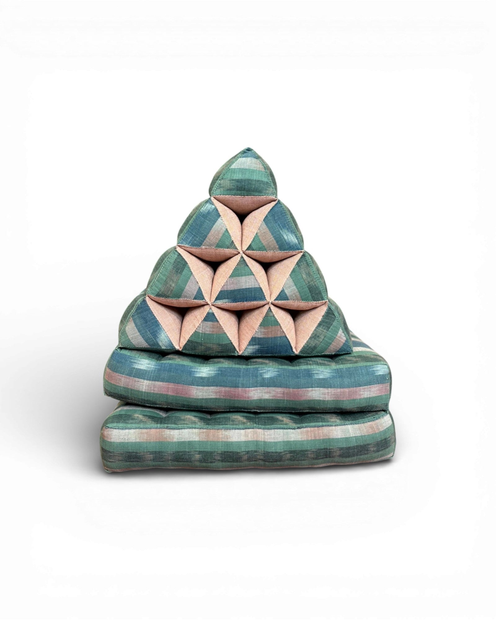 Sage Green Stripe Handwoven Triangle Cushion (M) - Surround Living - 2