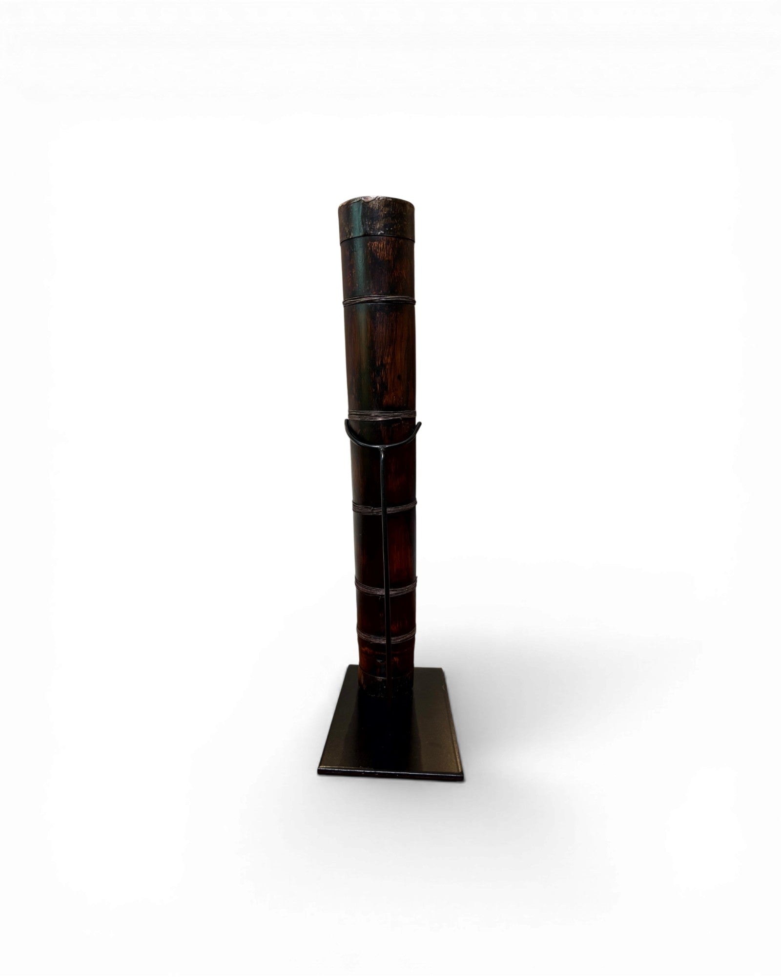 Smoked Bamboo & Dark Patina Opium Pipe Sculpture (Mounted) - Surround Living - 7