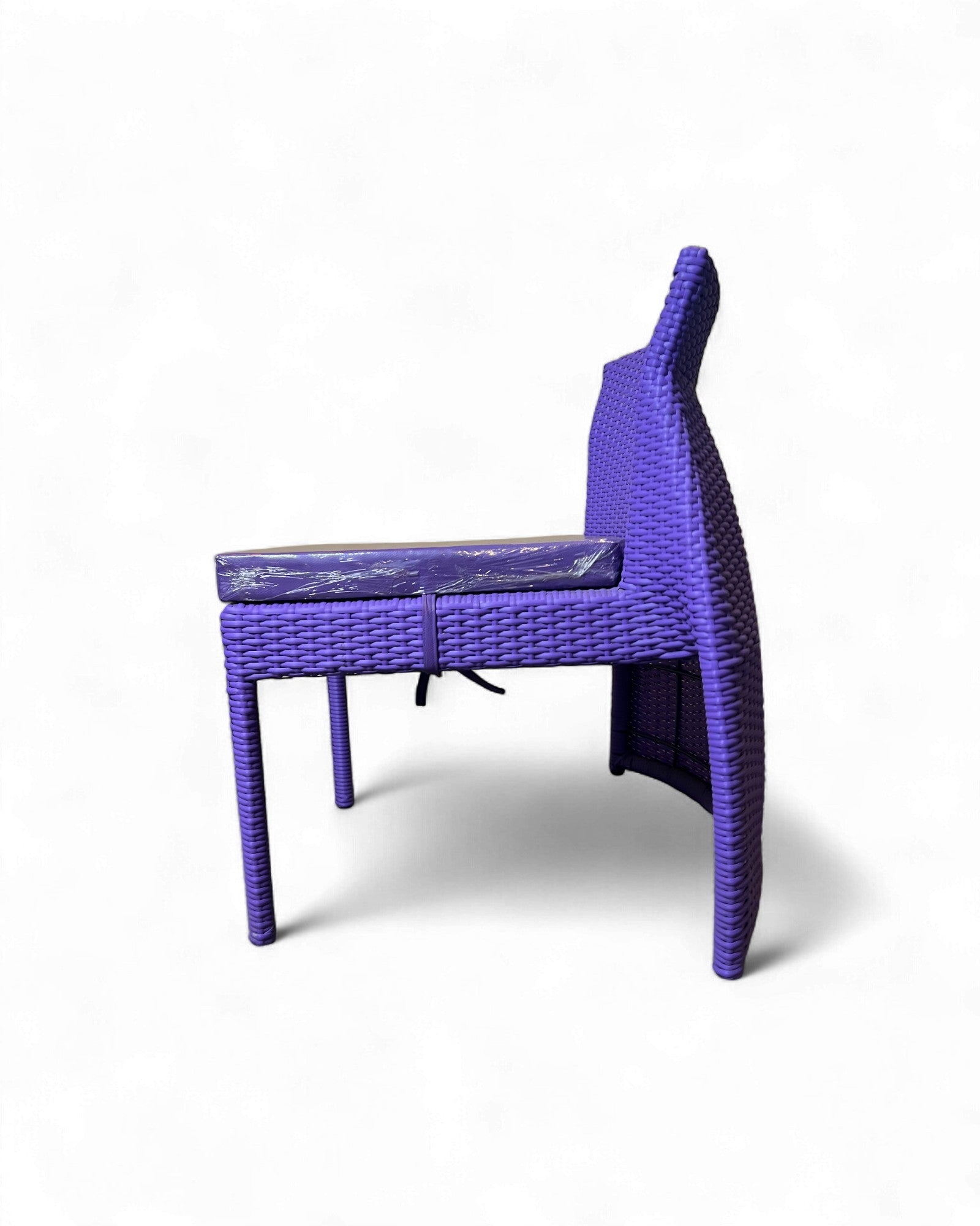 Contemporary Purple Wicker Bistro Set with Glass Top Table (Table + 2 Nested Chairs) Surround Living