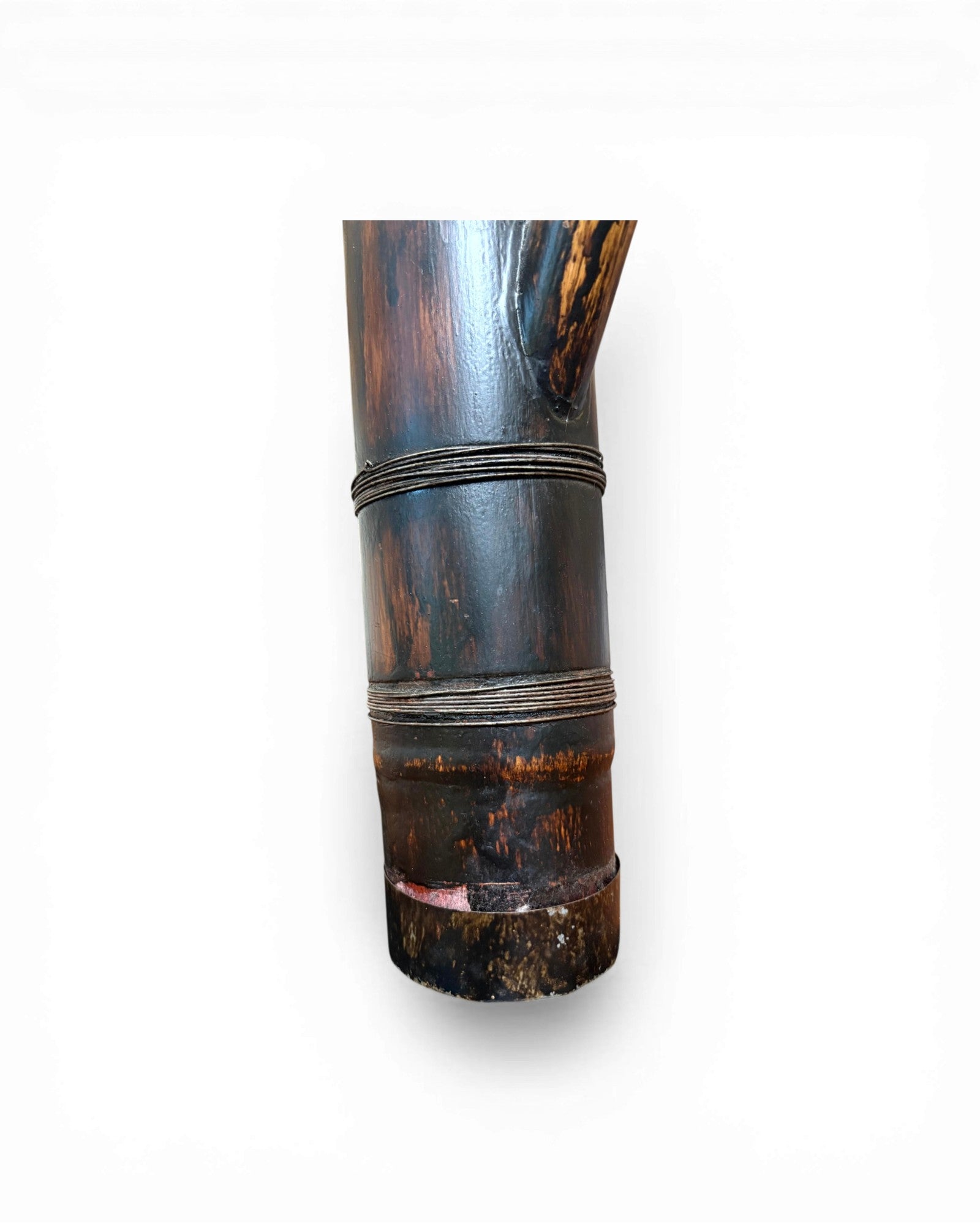 Smoked Bamboo & Dark Patina Opium Pipe Sculpture (Mounted) - Surround Living - 10