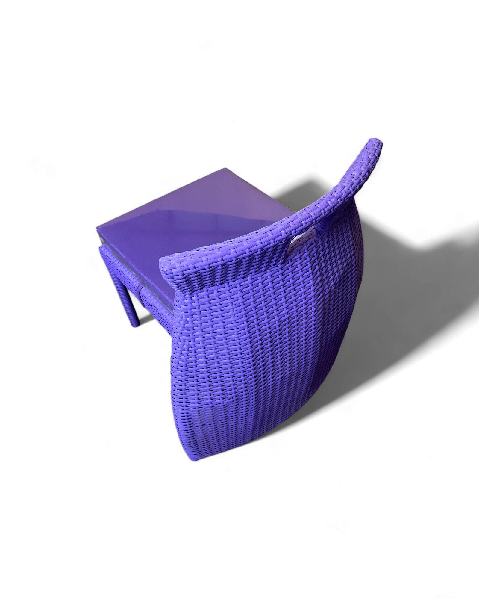 Contemporary Purple Wicker Bistro Set with Glass Top Table (Table + 2 Nested Chairs) Surround Living