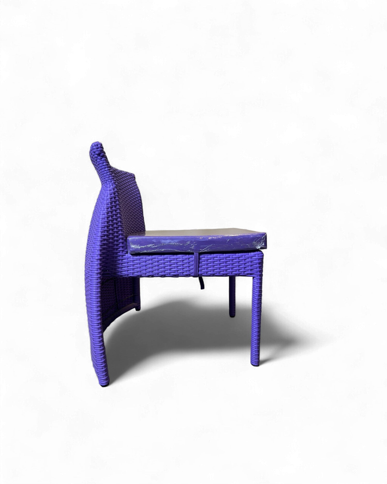 Contemporary Purple Wicker Bistro Set with Glass Top Table (Table + 2 Nested Chairs) Surround Living