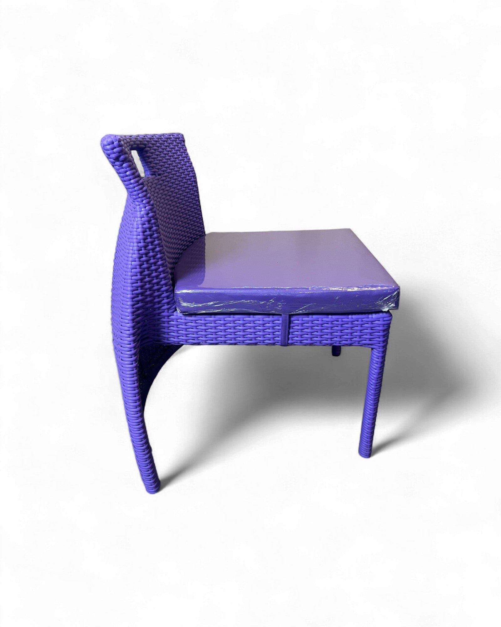 Contemporary Purple Wicker Bistro Set with Glass Top Table (Table + 2 Nested Chairs) Surround Living