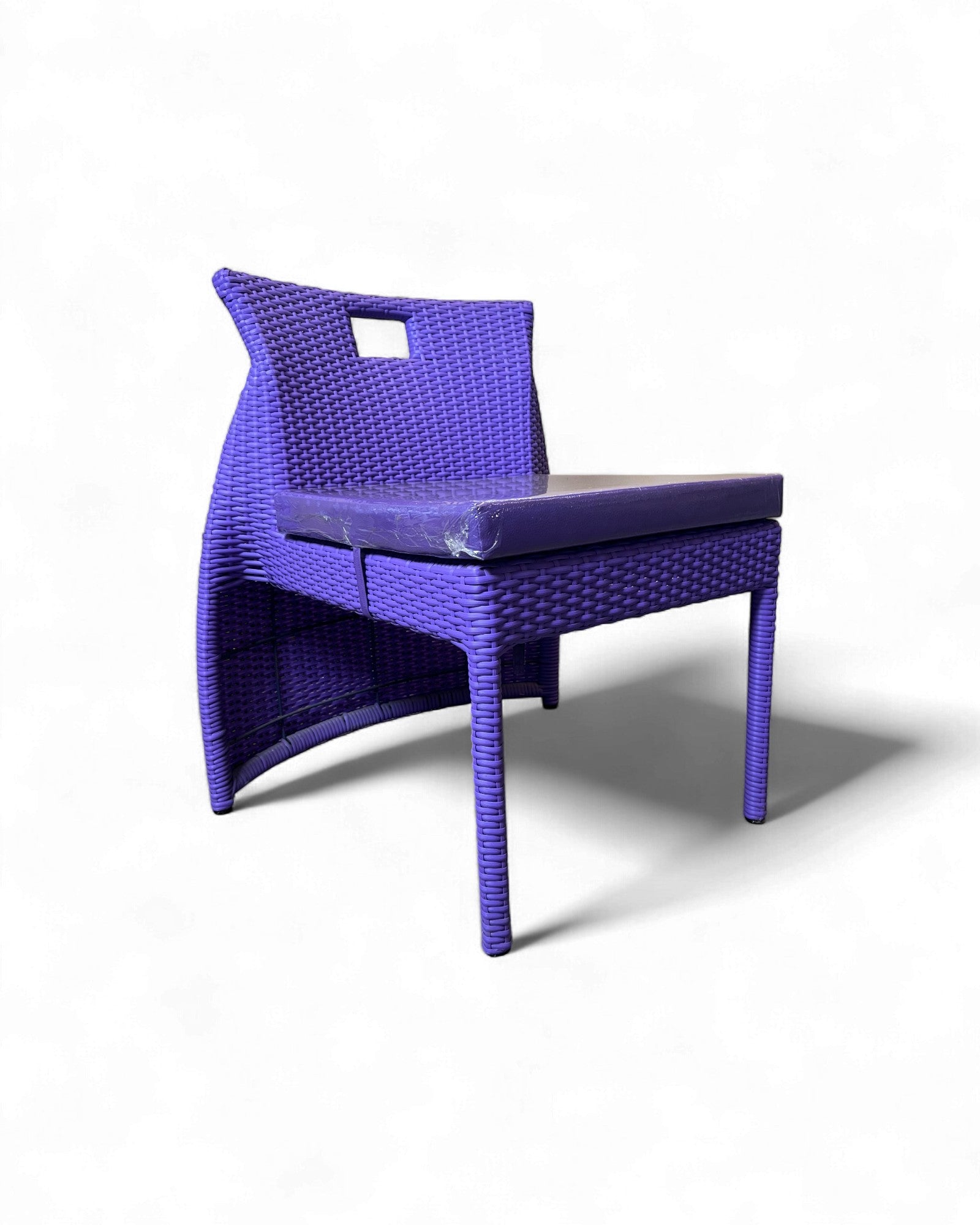 Contemporary Purple Wicker Bistro Set with Glass Top Table (Table + 2 Nested Chairs) Surround Living
