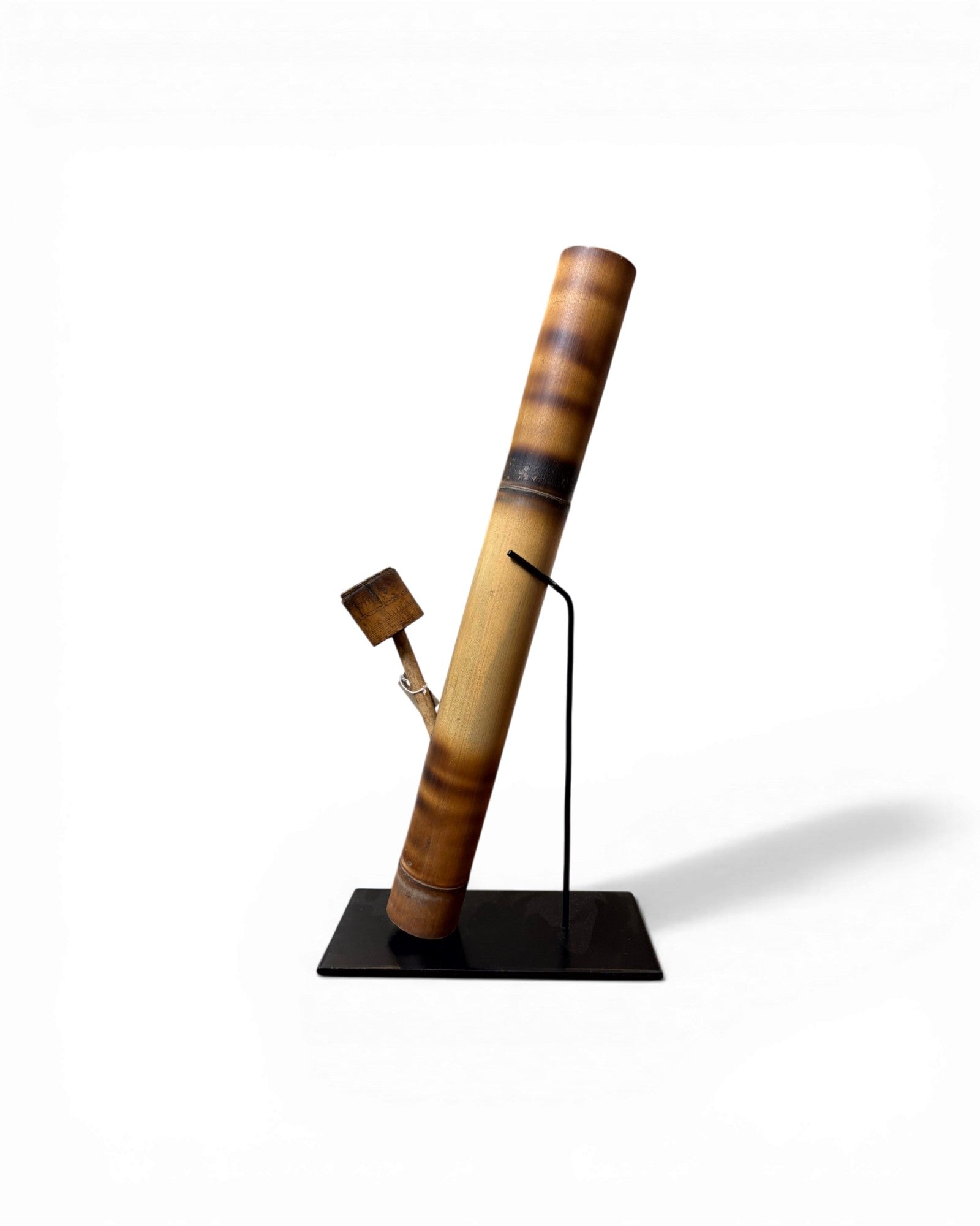 Honey - Toned Bamboo Opium Pipe with Carved Bowl (Mounted) - Surround Living - 7