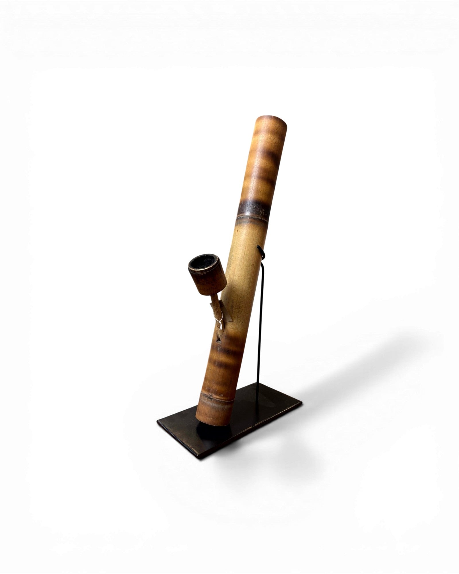 Honey - Toned Bamboo Opium Pipe with Carved Bowl (Mounted) - Surround Living - 8