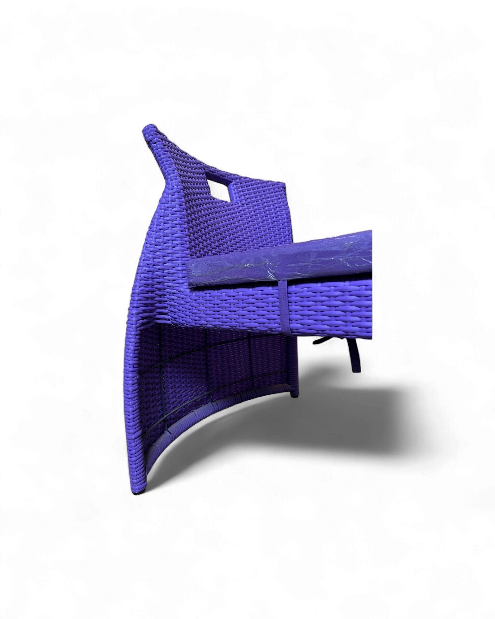 Contemporary Purple Wicker Bistro Set with Glass Top Table (Table + 2 Nested Chairs) Surround Living