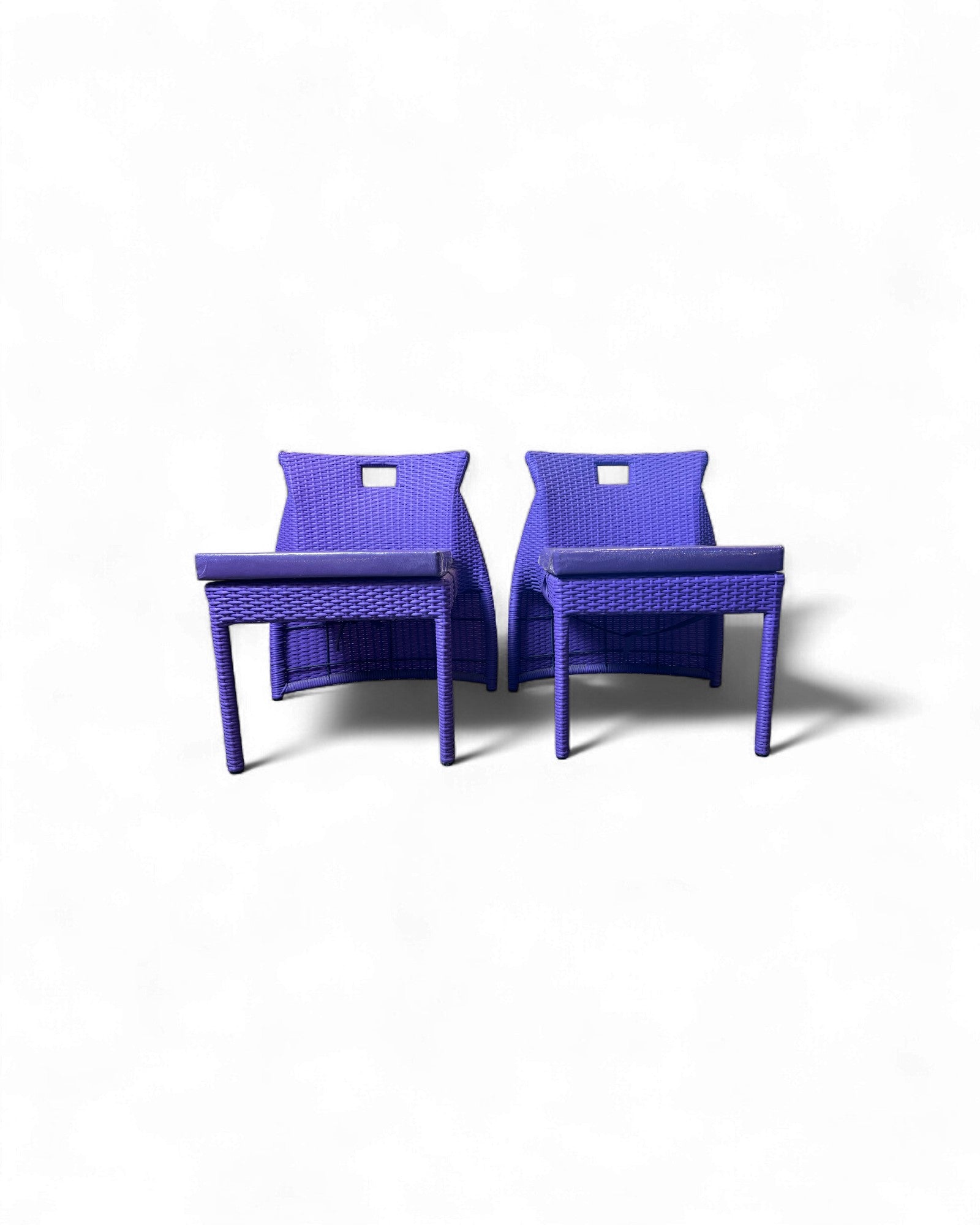 Contemporary Purple Wicker Bistro Set with Glass Top Table (Table + 2 Nested Chairs) Surround Living