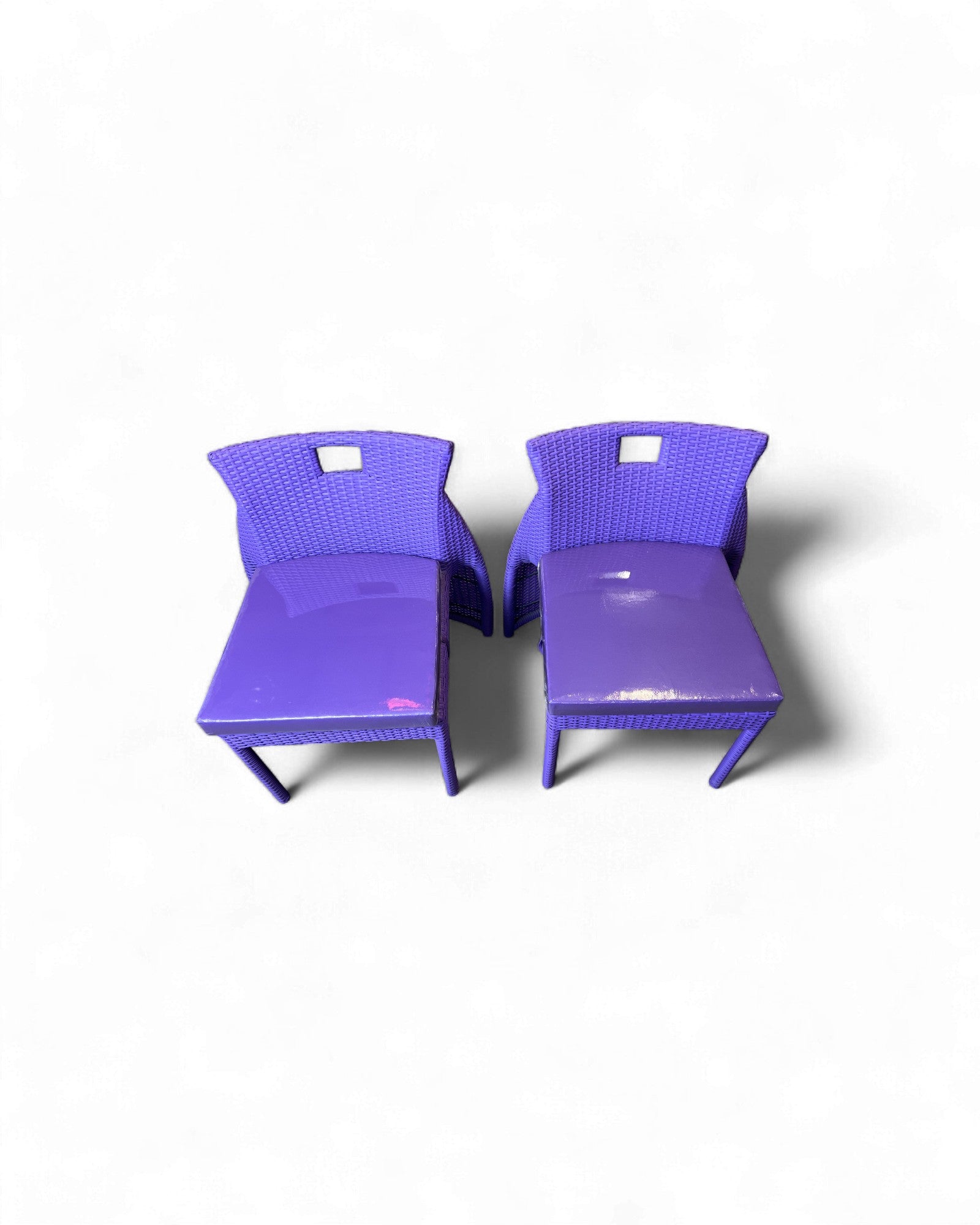 Contemporary Purple Wicker Bistro Set with Glass Top Table (Table + 2 Nested Chairs) Surround Living