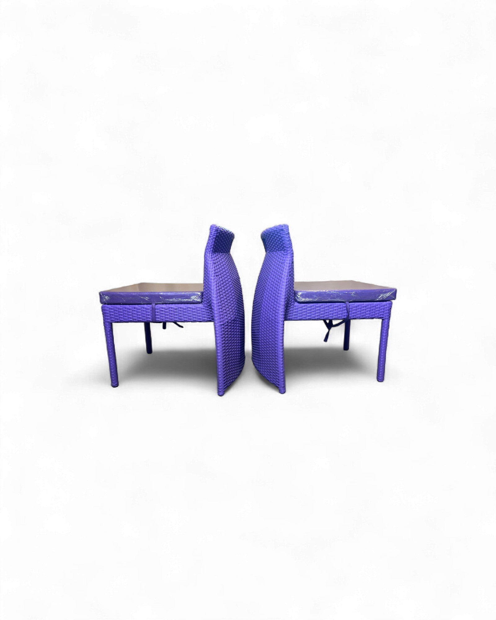 Contemporary Purple Wicker Bistro Set with Glass Top Table (Table + 2 Nested Chairs) Surround Living