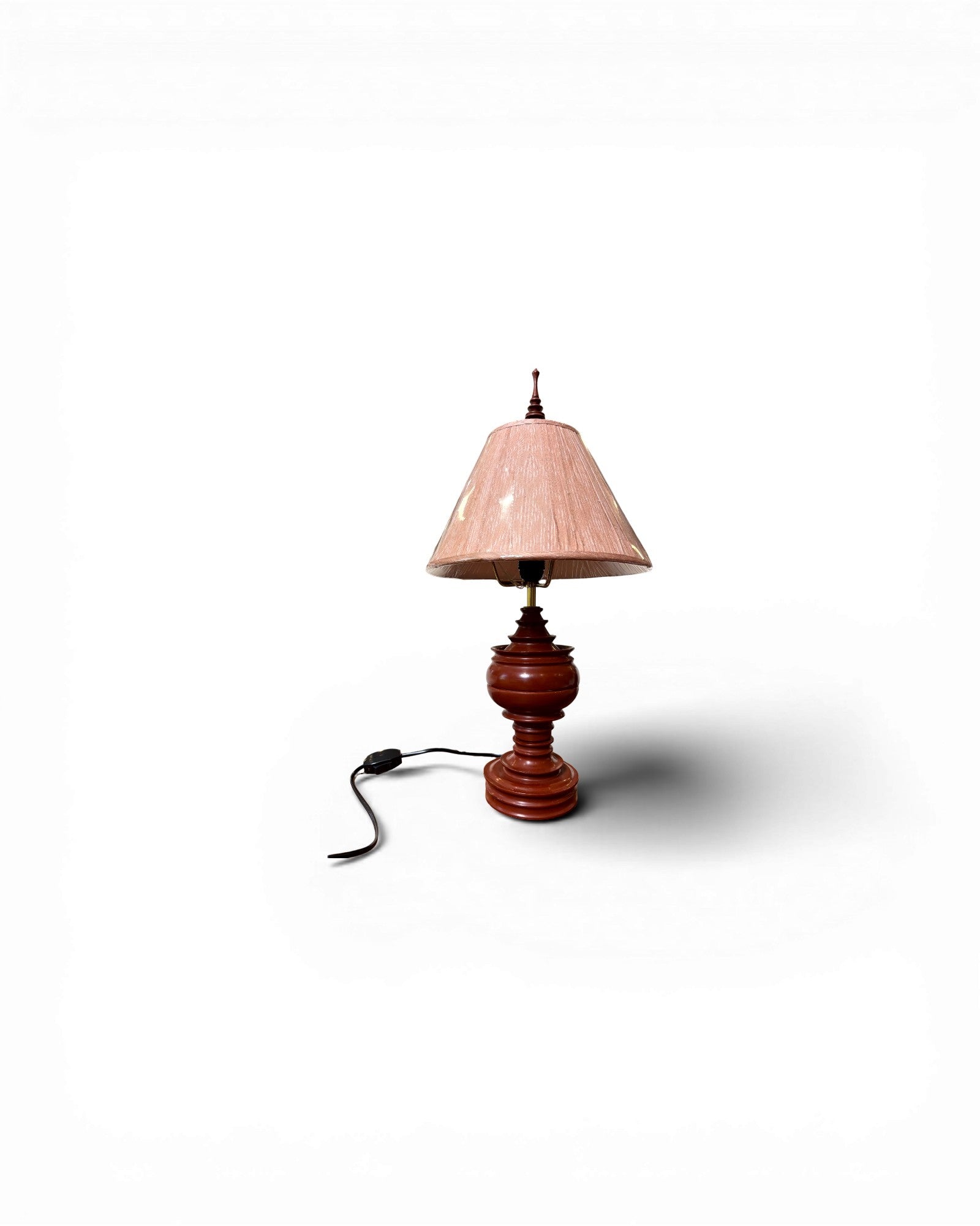 Terracotta Carved Baluster Table Lamp with Blush Silk Shade - Surround Living - 2