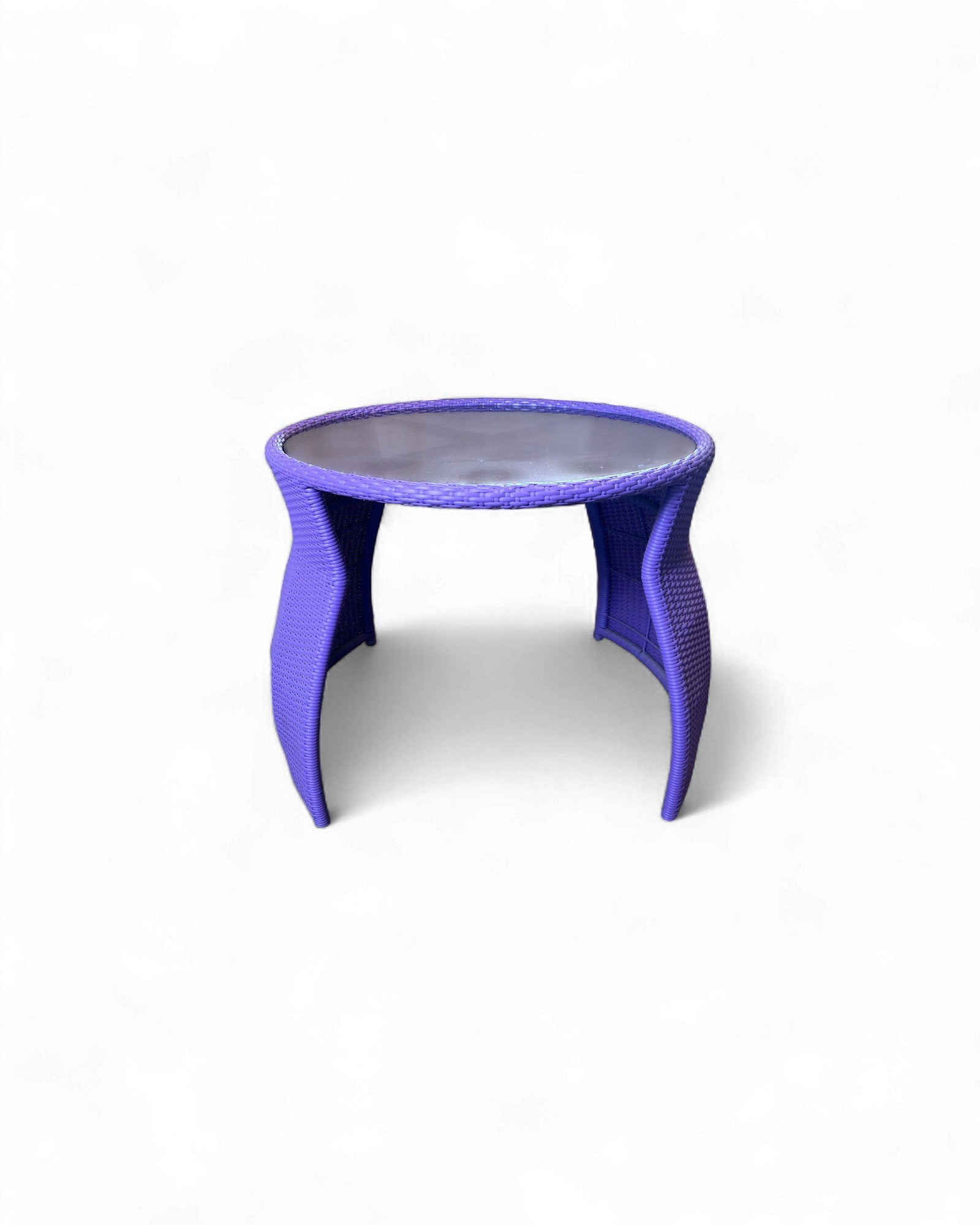 Contemporary Purple Wicker Bistro Set with Glass Top Table (Table + 2 Nested Chairs) Surround Living