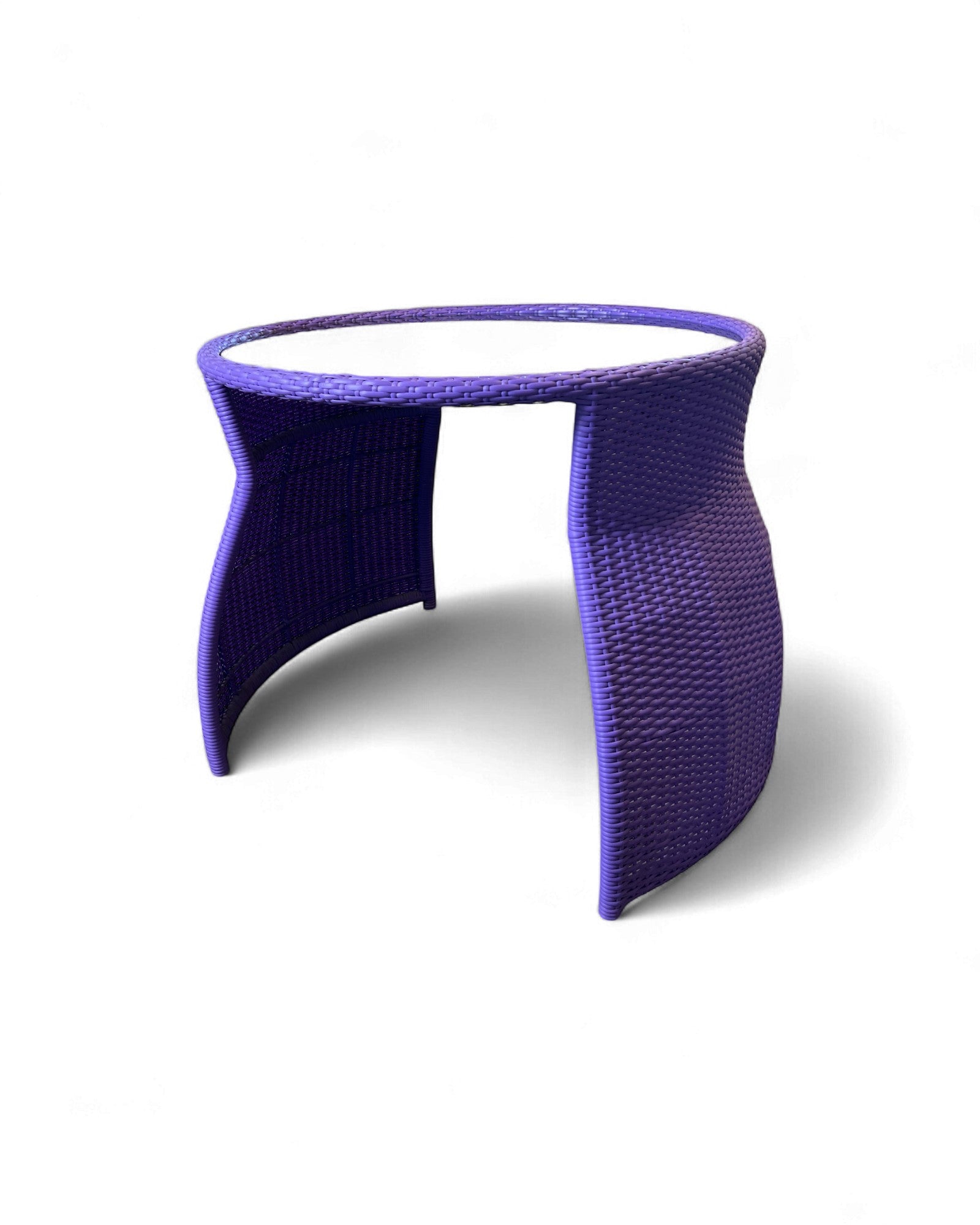 Contemporary Purple Wicker Bistro Set with Glass Top Table (Table + 2 Nested Chairs) Surround Living