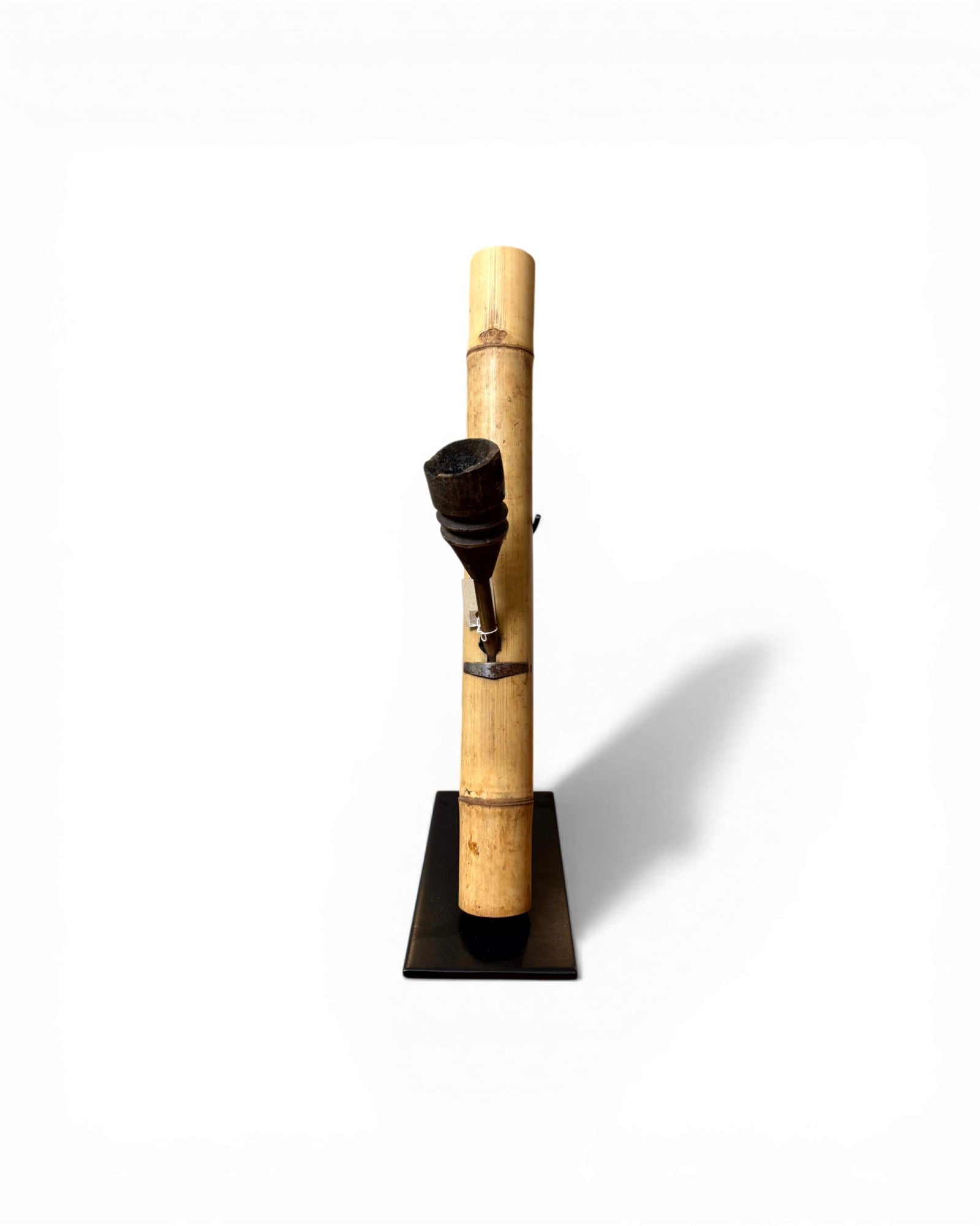 Natural Bamboo Opium Pipe with Rustic Wooden Bowl (Mounted) - Surround Living - 4