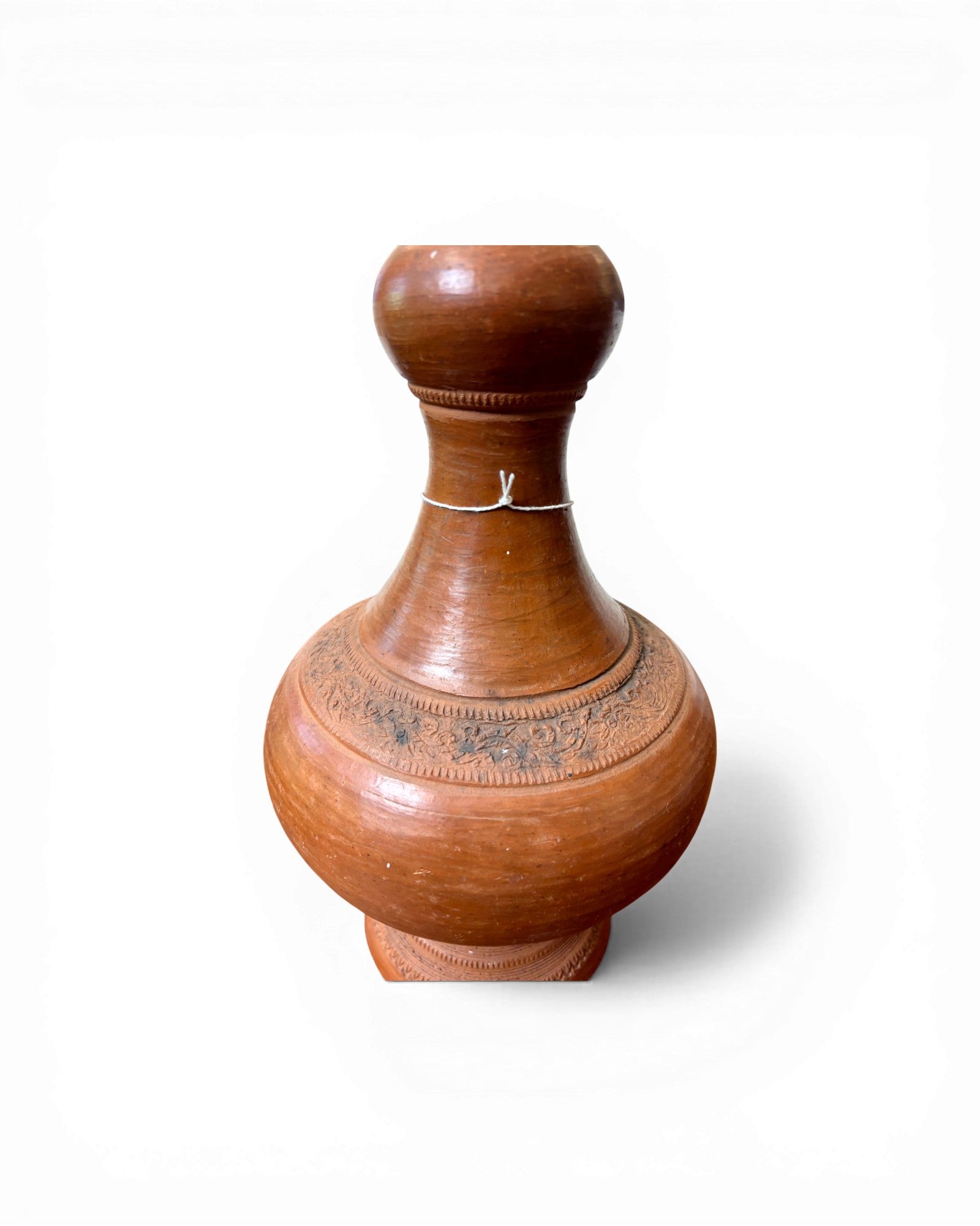 Smooth Terracotta Baluster Vase with Minimal Carved Bands - Surround Living - 5