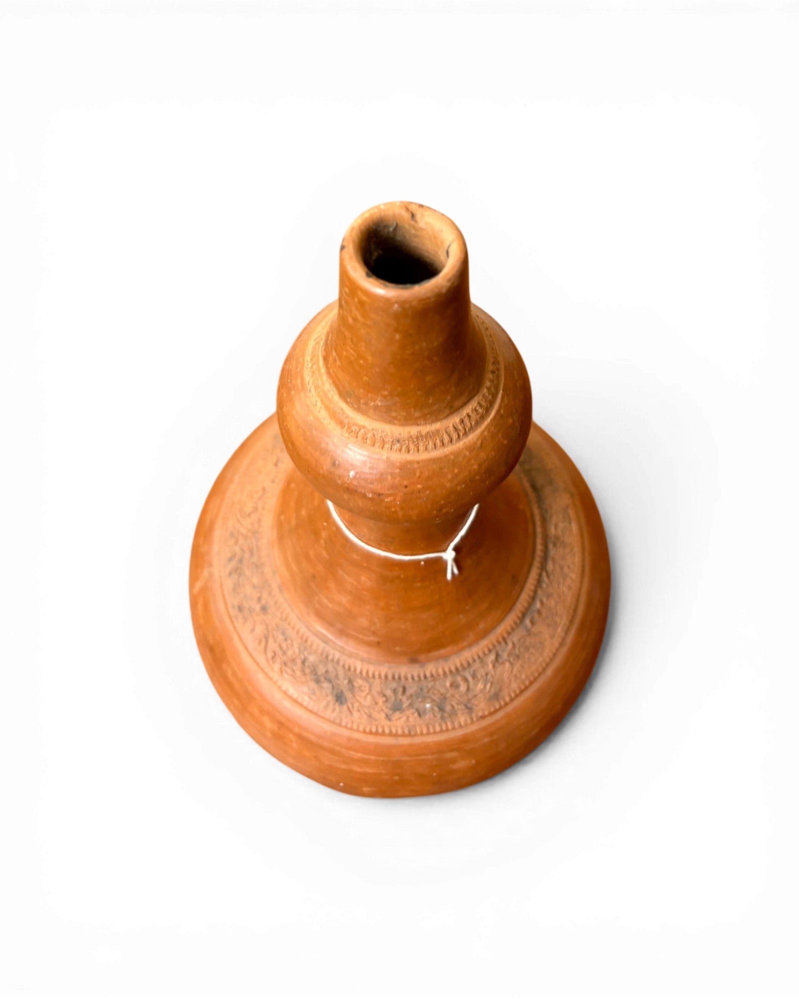 Smooth Terracotta Baluster Vase with Minimal Carved Bands - Surround Living - 7