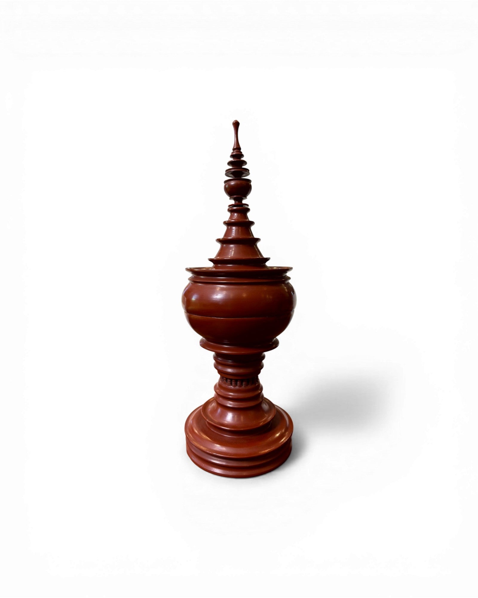 Polished Terracotta Lidded Urn with Tiered Finial - Surround Living - 2