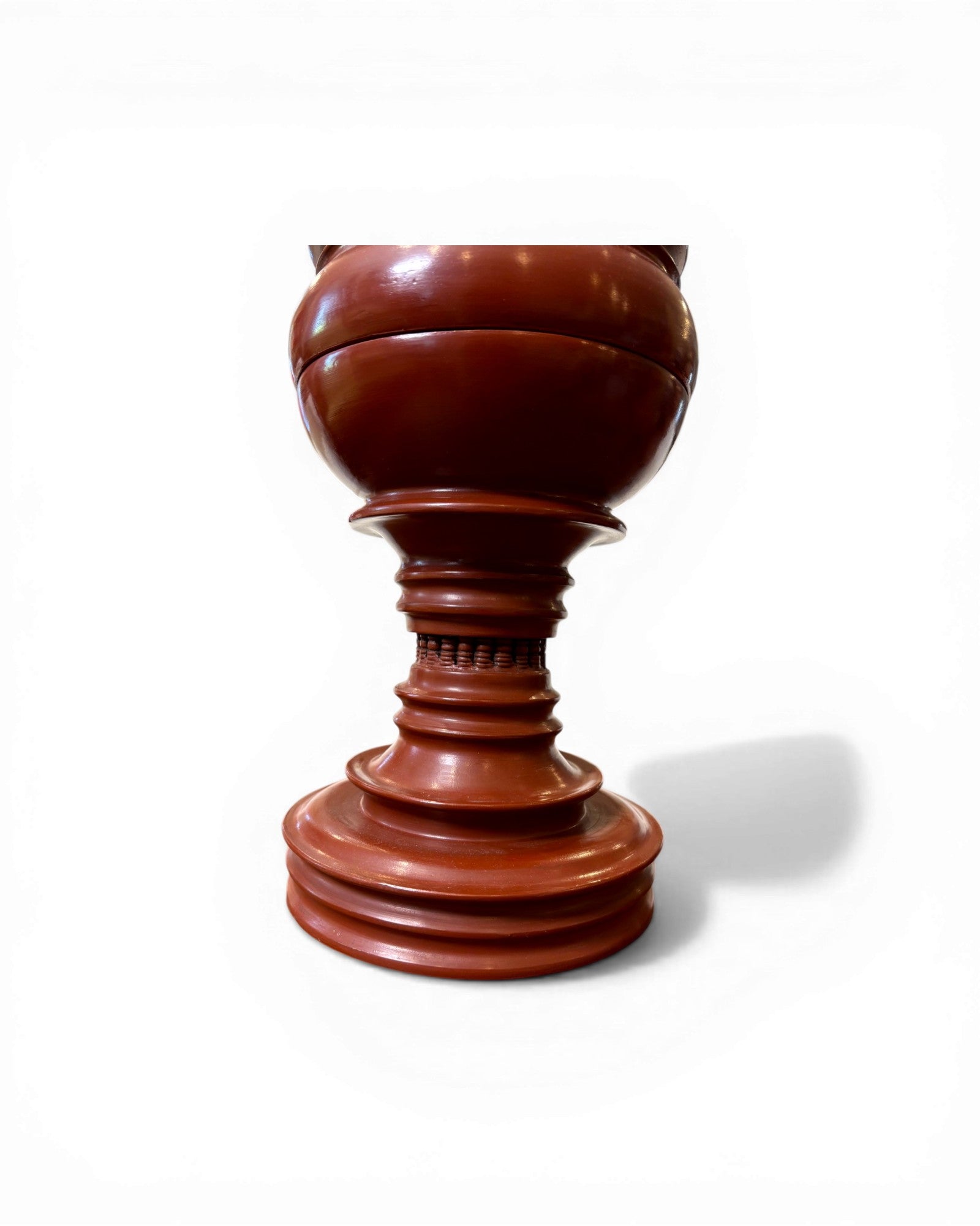 Polished Terracotta Lidded Urn with Tiered Finial - Surround Living - 5