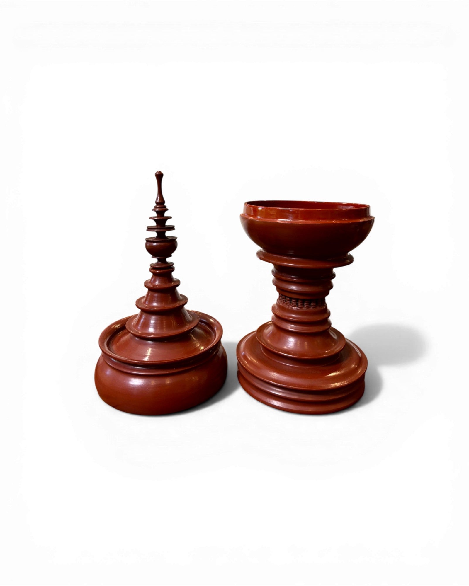Polished Terracotta Lidded Urn with Tiered Finial - Surround Living - 7