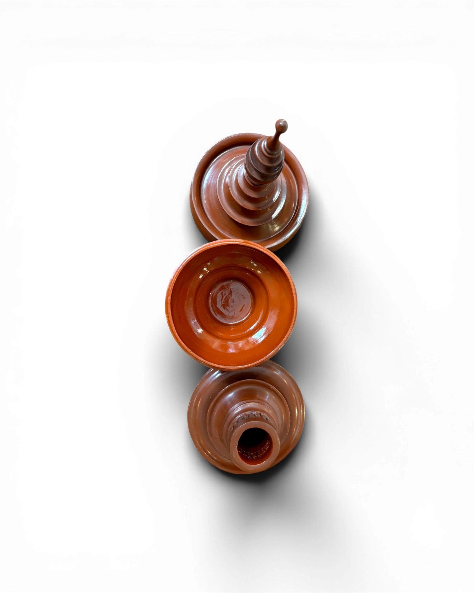 Polished Terracotta Lidded Urn with Tiered Finial - Surround Living - 4