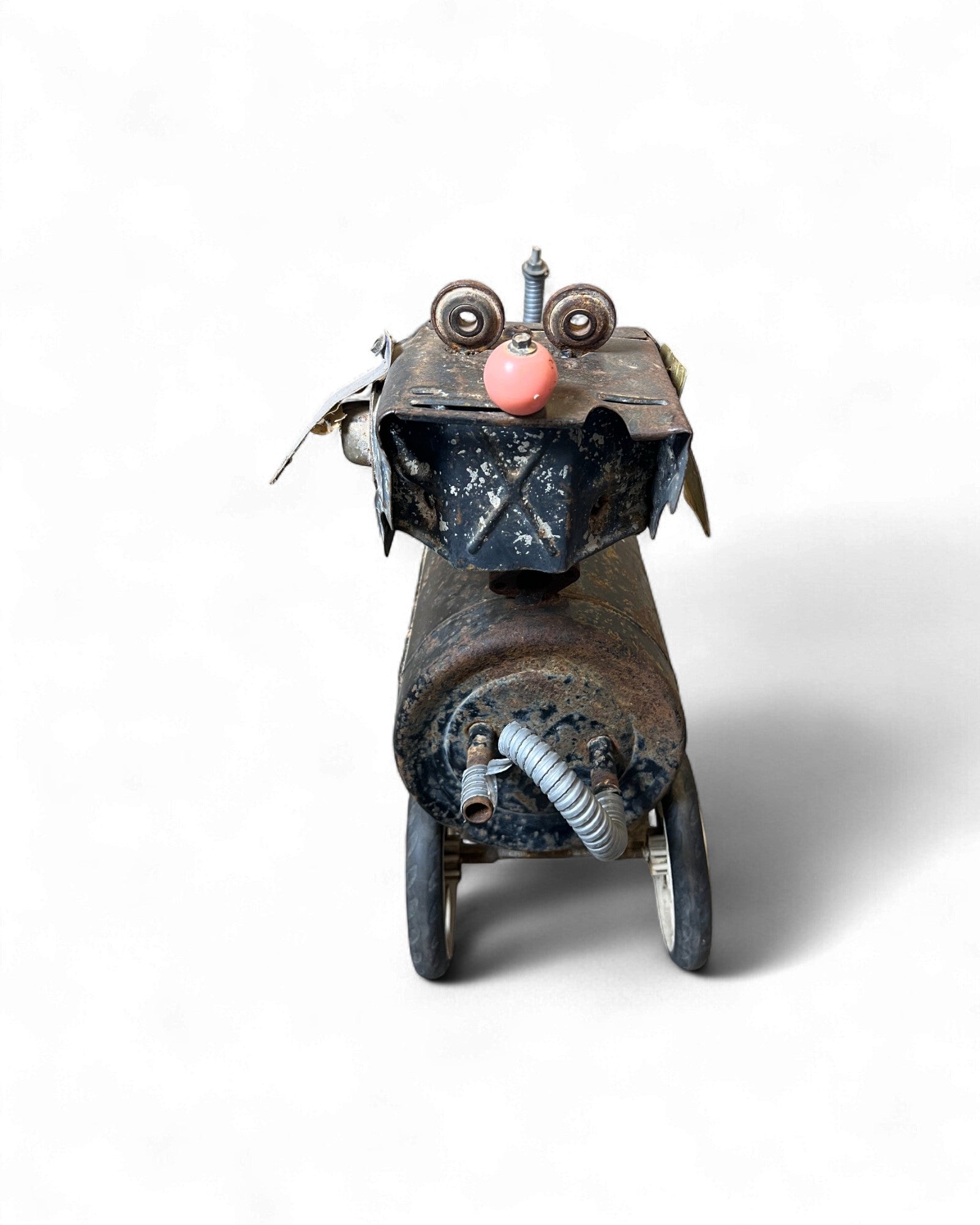 Industrial Folk Art Dog Sculpture on Wheels Surround Living