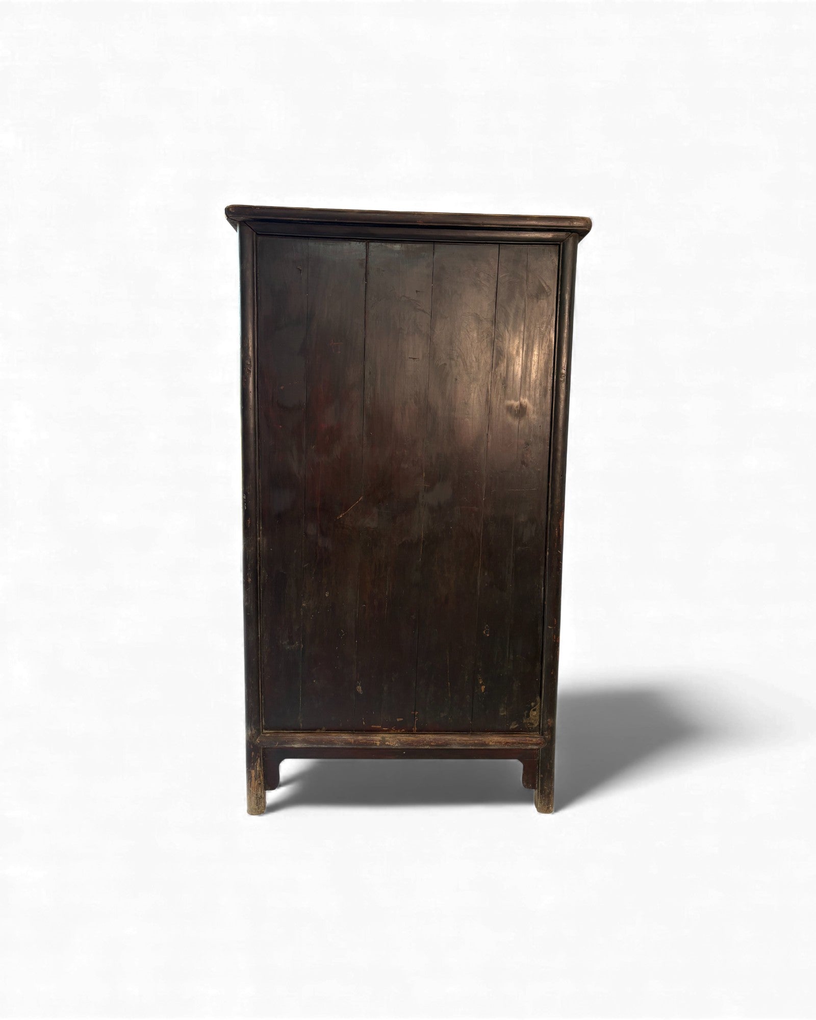 Smoked Black Lacquer Elm Cabinet with Aged Patina