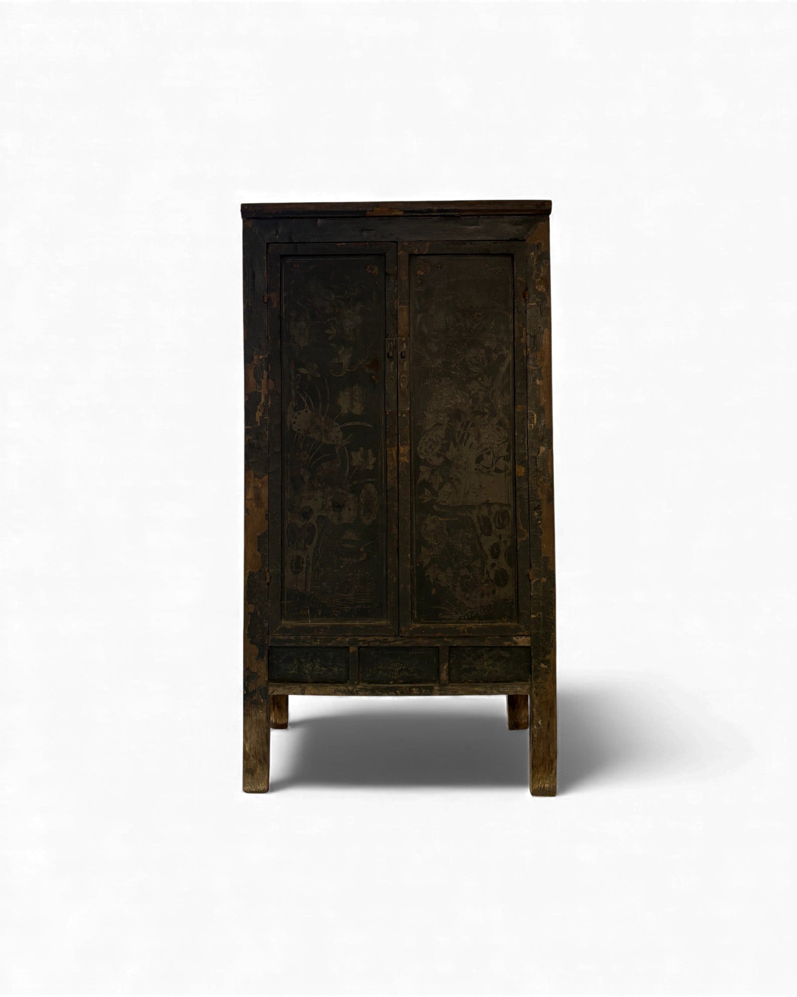 Black Lacquer Floral Cabinet