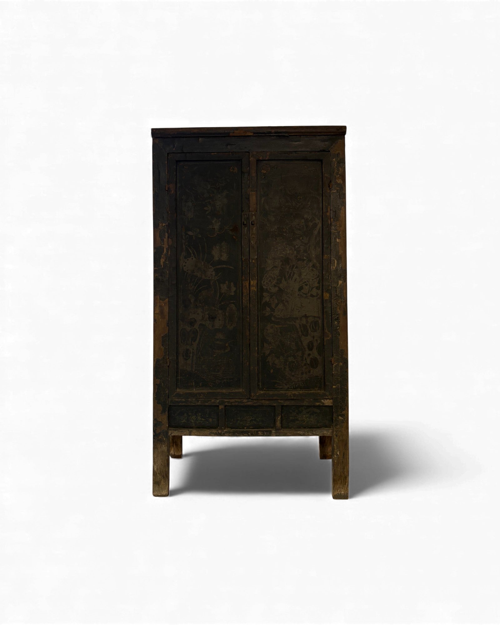 Black Lacquer Floral Cabinet