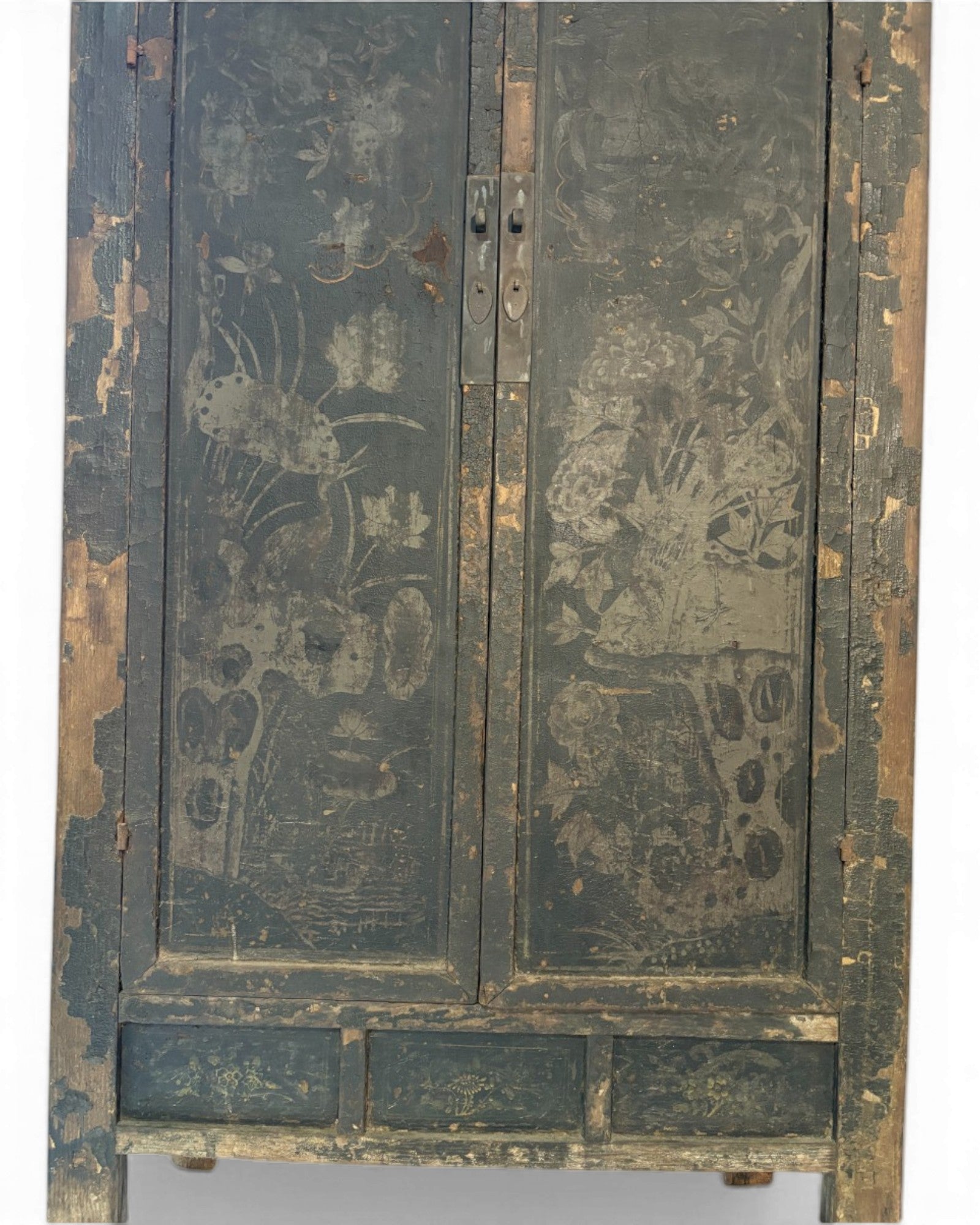 Black Lacquer Floral Cabinet - Surround Living - 47