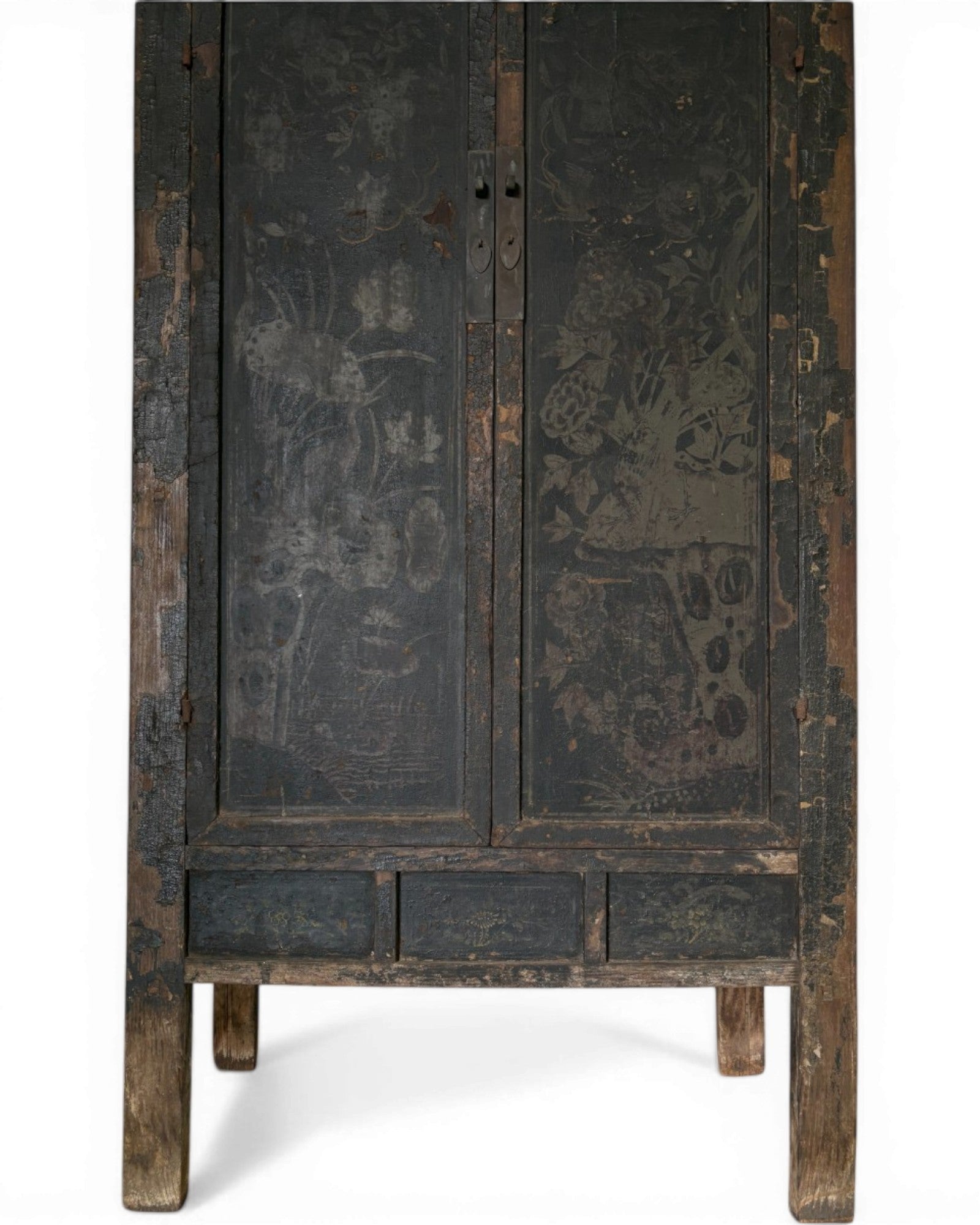 Black Lacquer Floral Cabinet - Surround Living - 29
