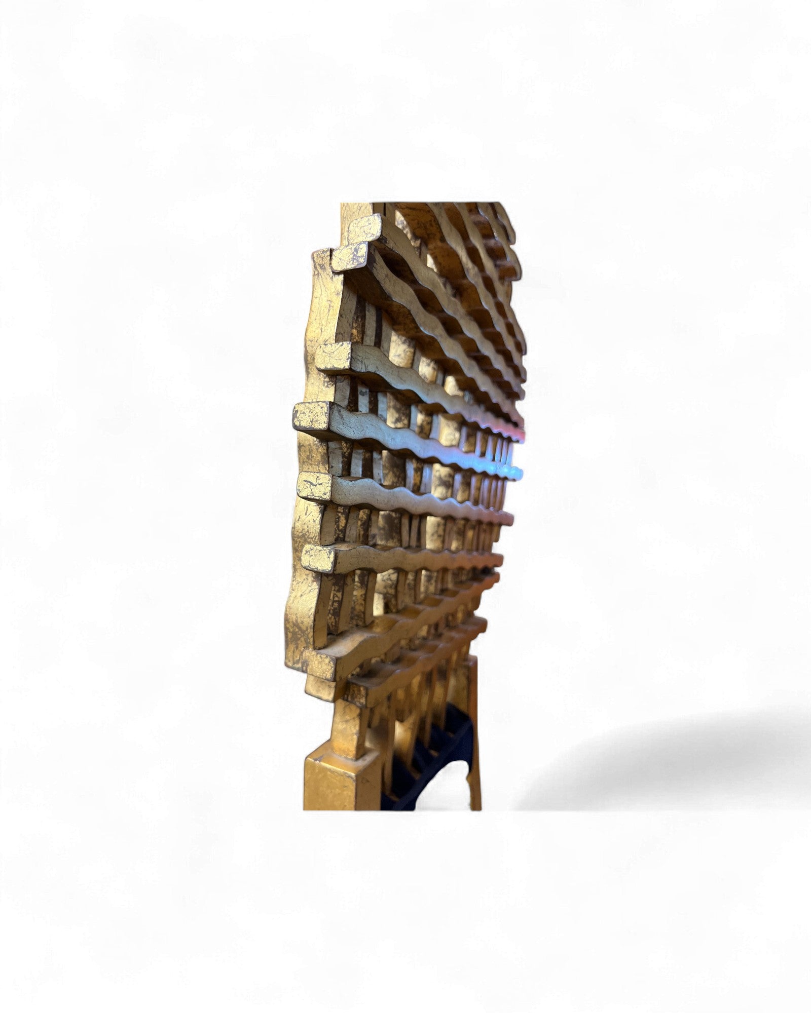 Golden Web Back Art Deco Blue Velvet Bench Surround Living