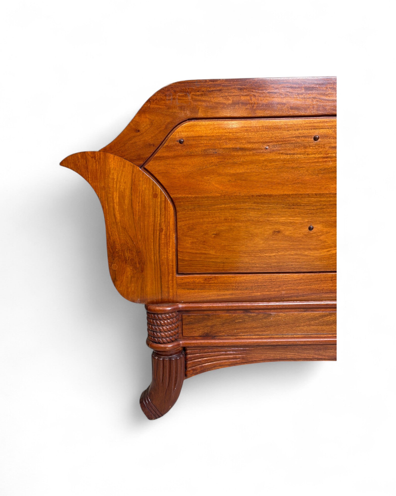 Chinese Art Deco Rosewood & Leather Armchair with Pearl Inlay - Reproduction