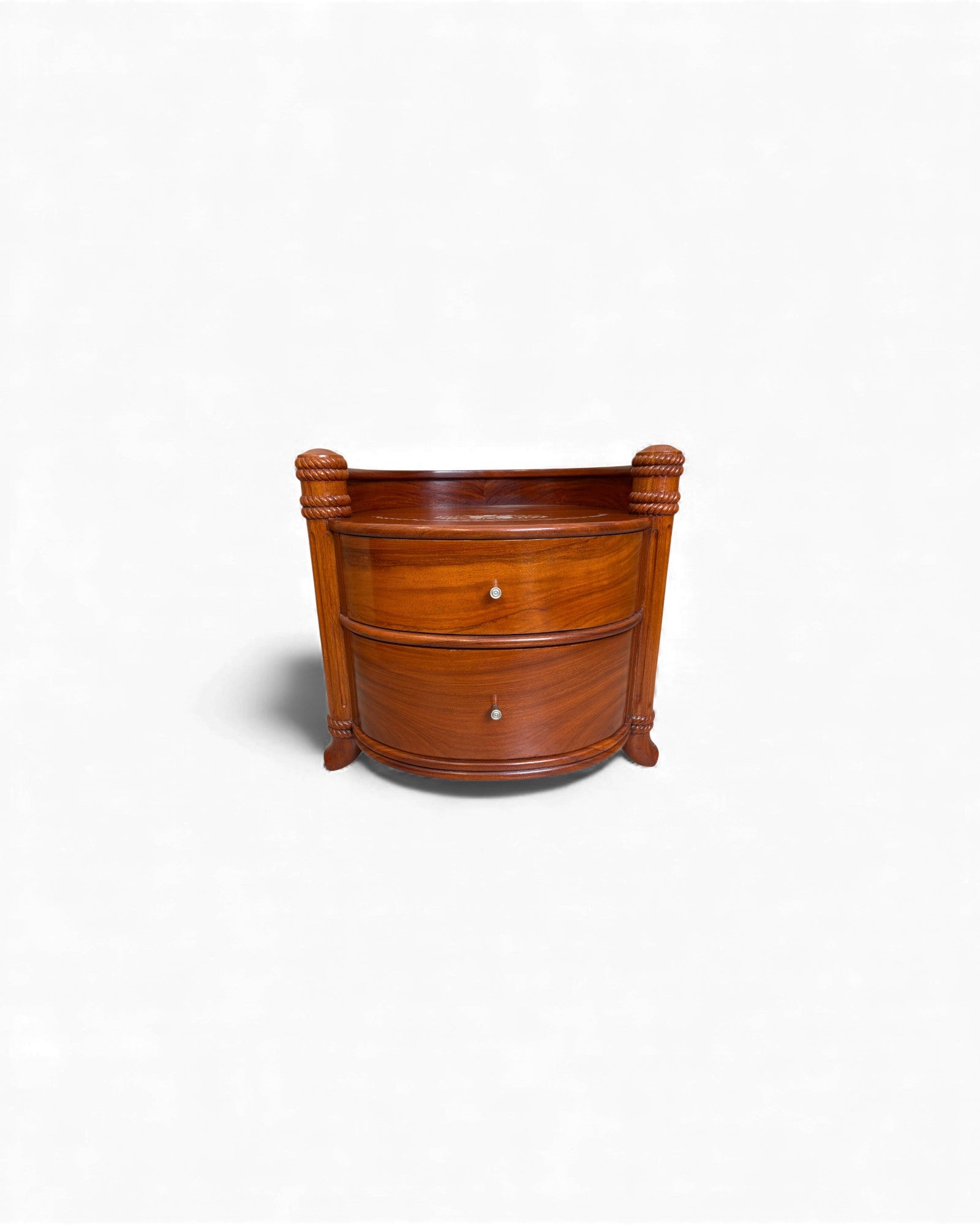 Rosewood Inlay Drum Side Table - Reproduction