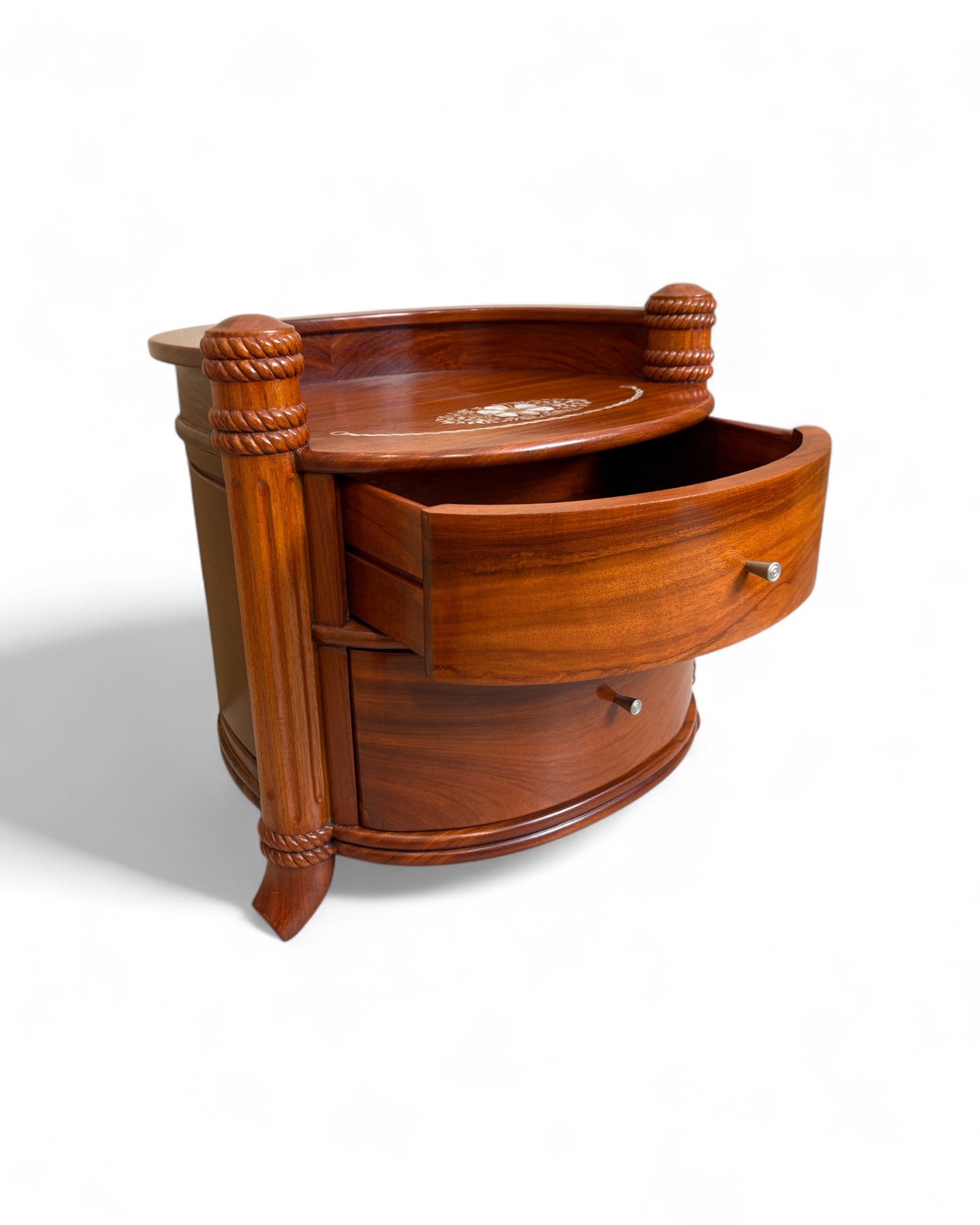 Rosewood Inlay Drum Side Table - Reproduction