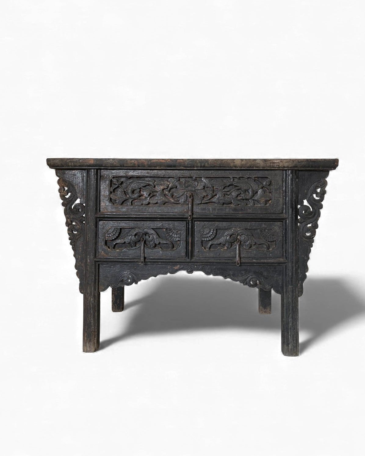 Black Lacquer Carved Elm Coffer - Surround Living - 3