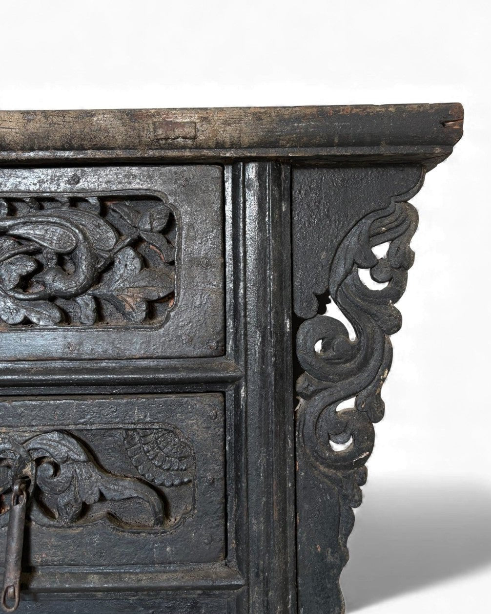 Black Lacquer Carved Elm Coffer - Surround Living - 6