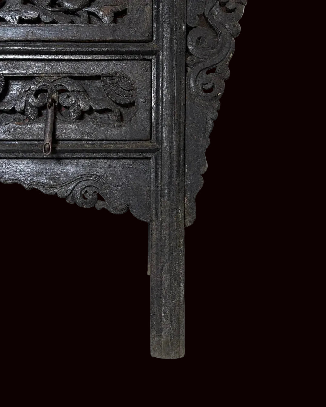 Black Lacquer Carved Elm Coffer - Surround Living - 2