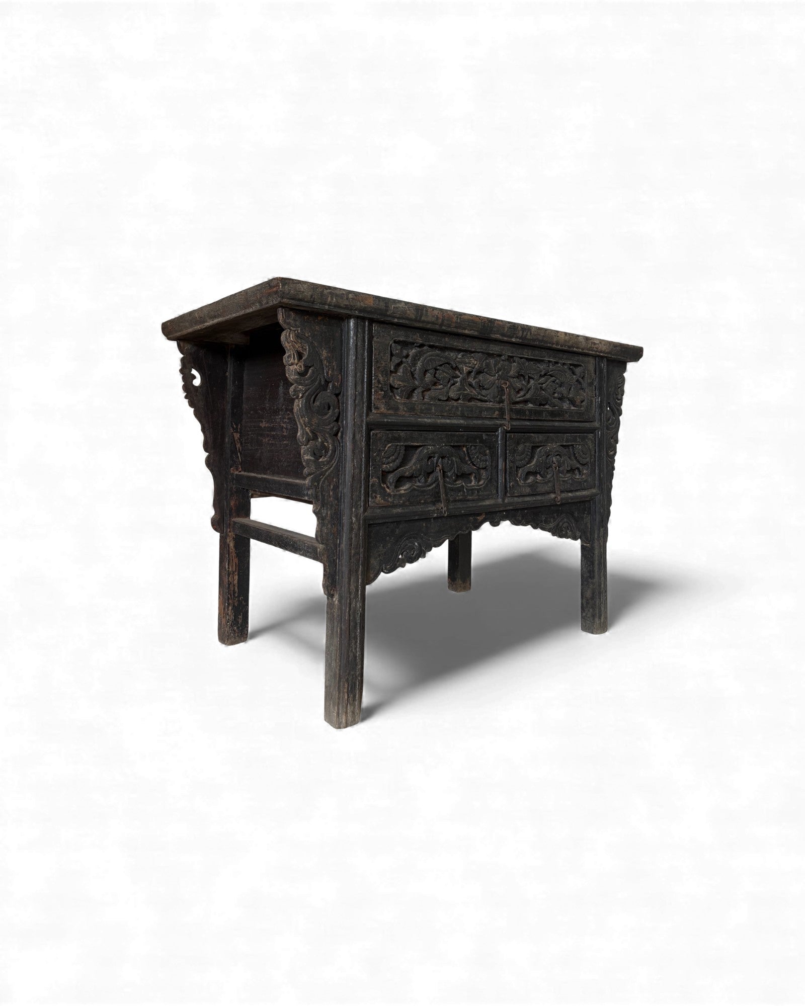 Black Lacquer Carved Elm Coffer - Surround Living - 9