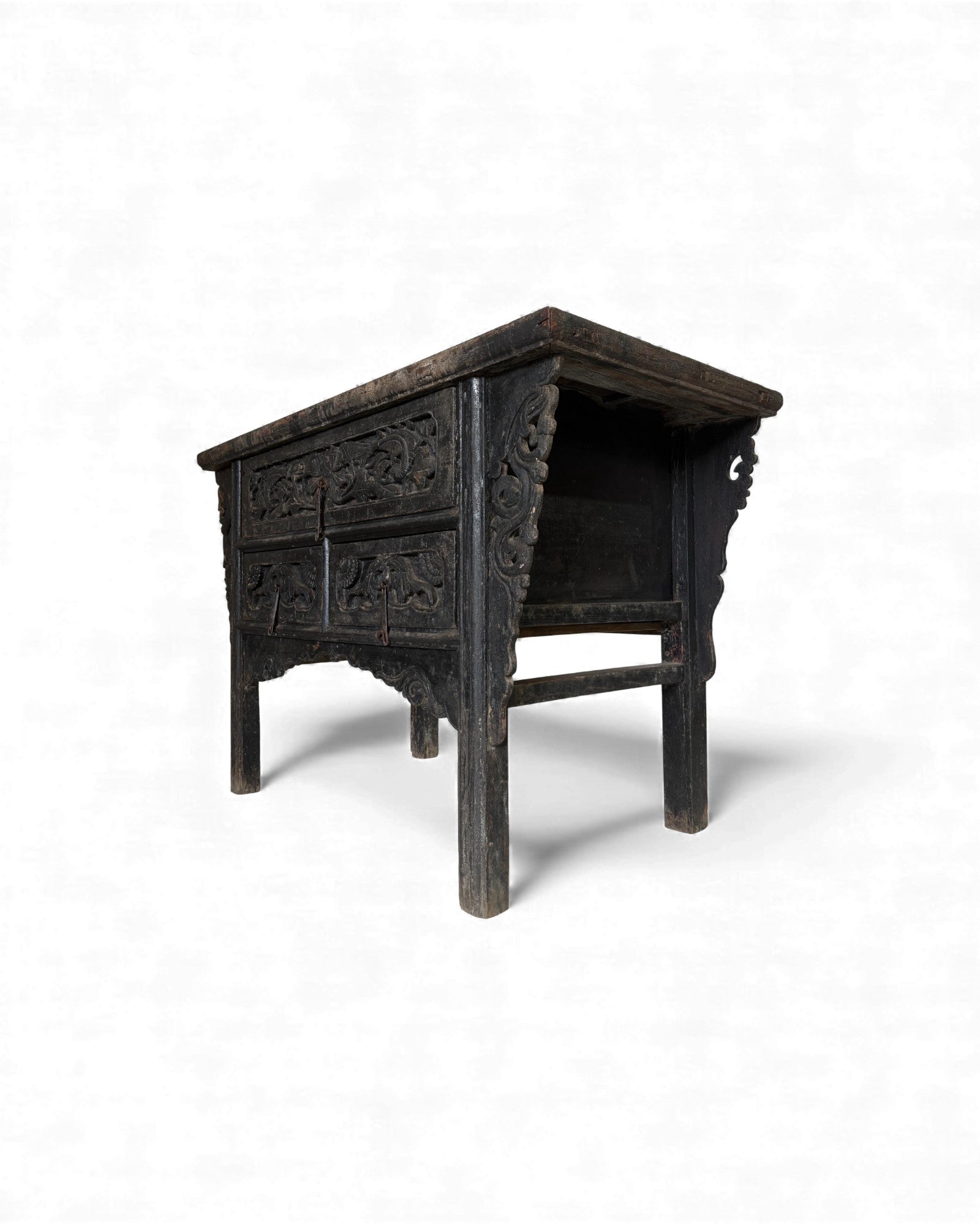 Black Lacquer Carved Elm Coffer - Surround Living - 10