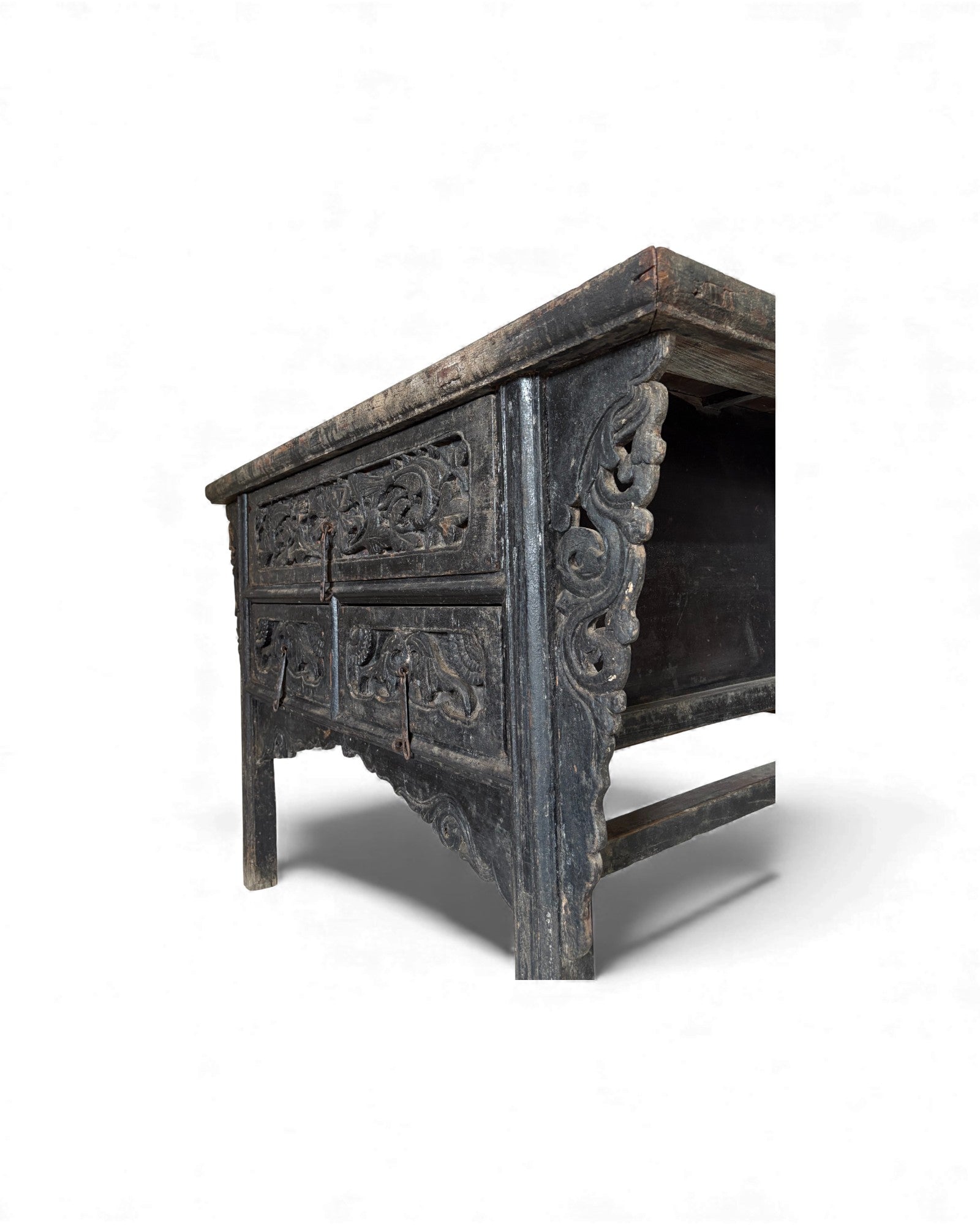 Black Lacquer Carved Elm Coffer - Surround Living - 17