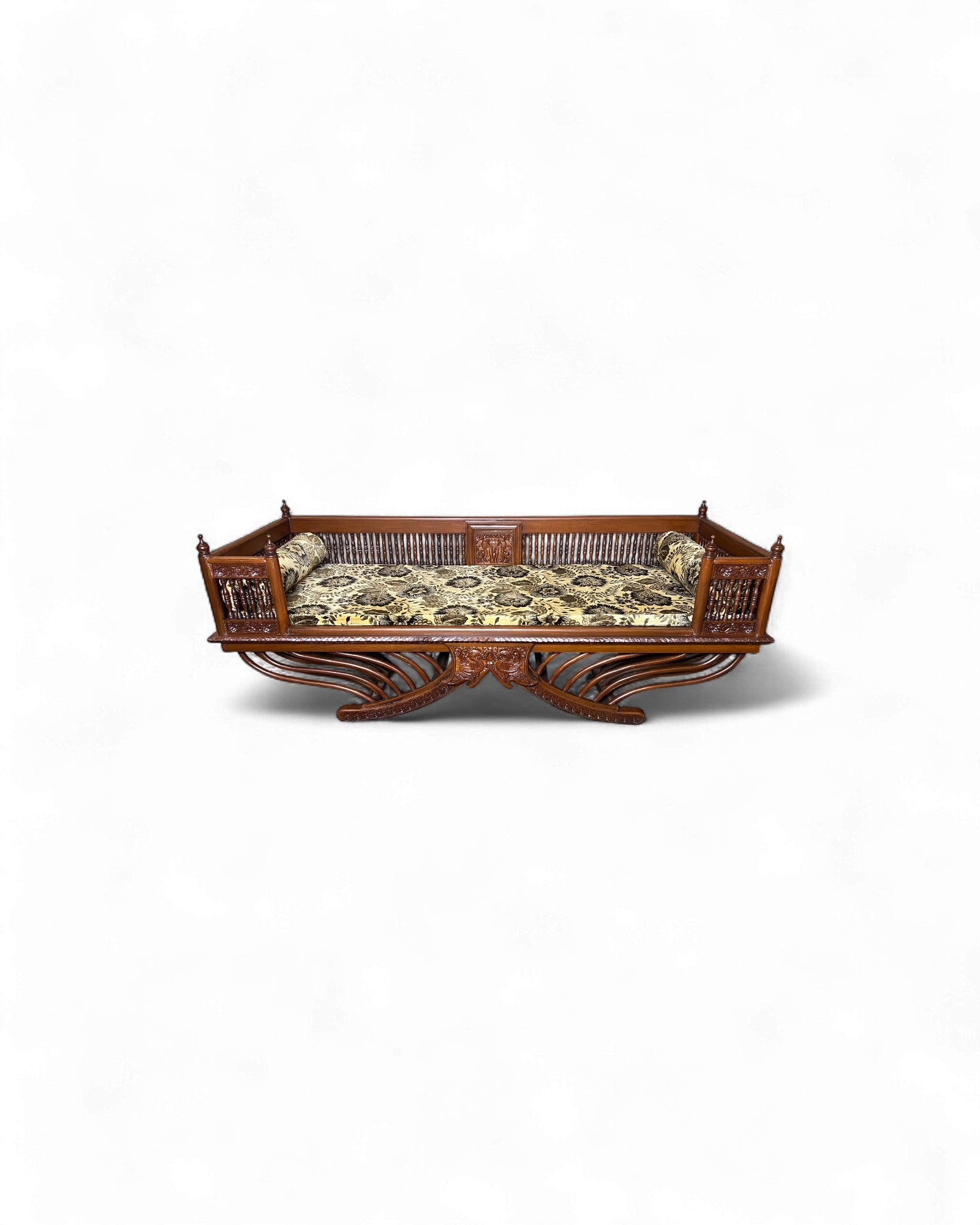 Hand-Carved Burmese Daybed with Phoenix Motifs - Surround Living