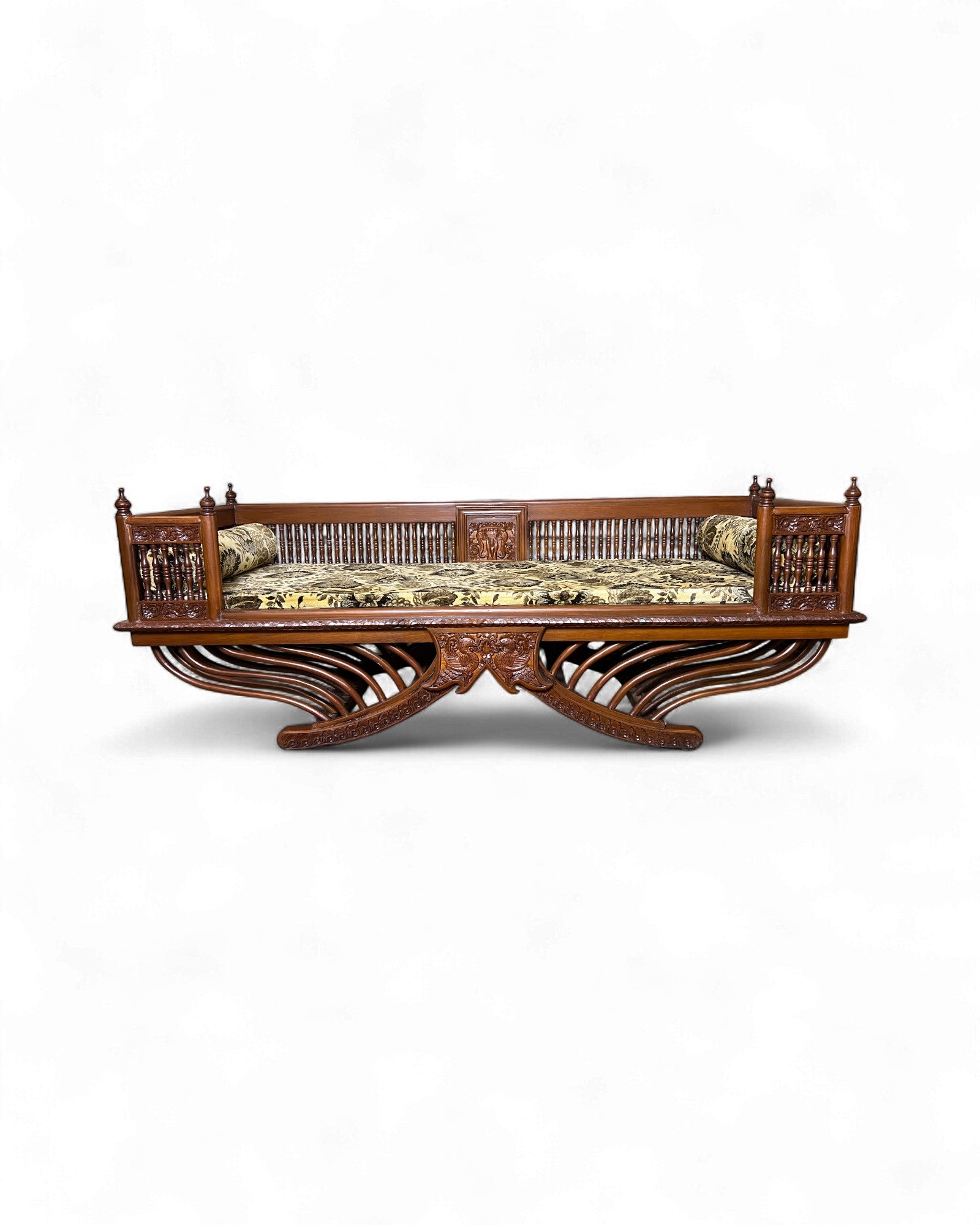 Hand-Carved Burmese Daybed with Phoenix Motifs - Surround Living