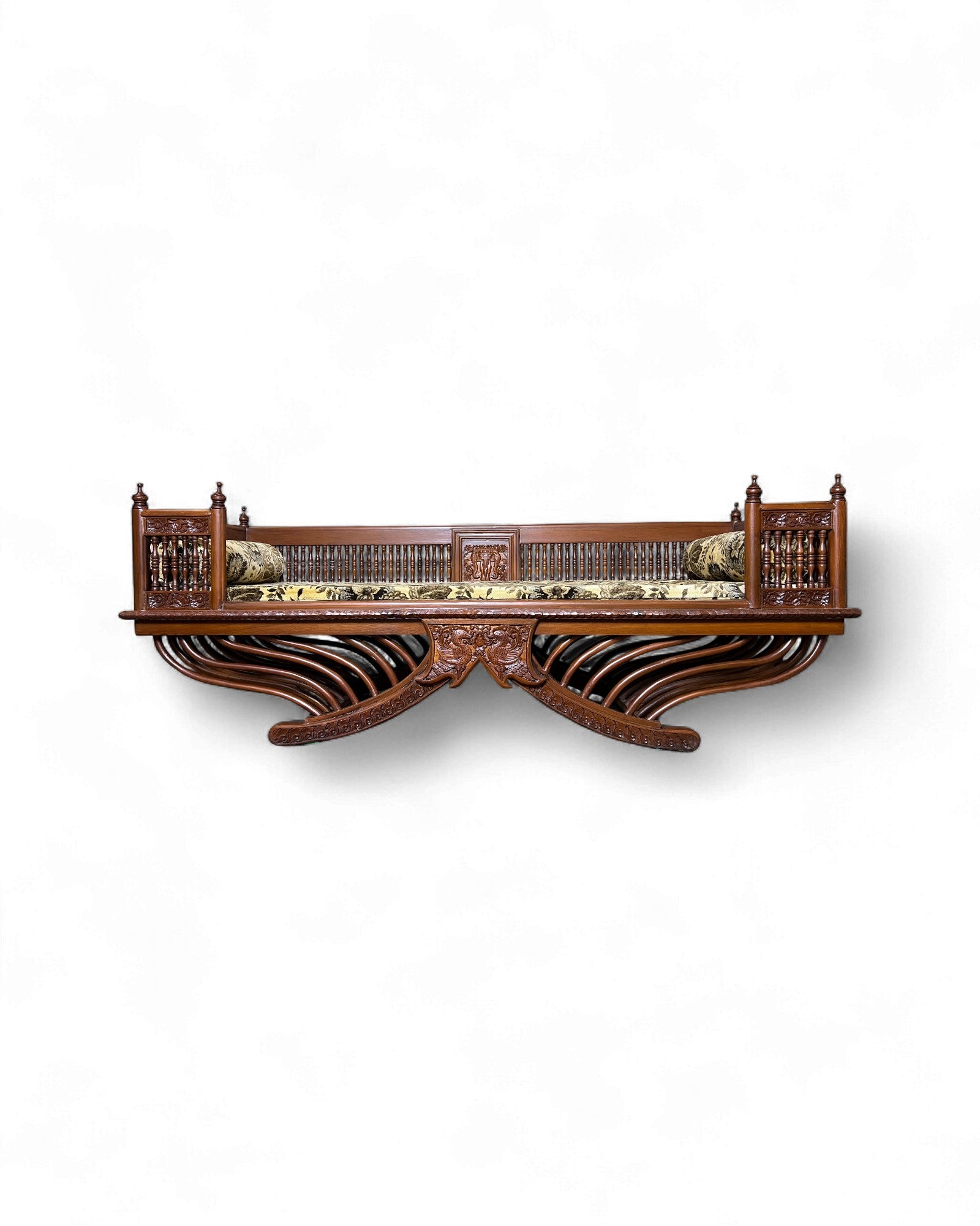Hand-Carved Burmese Daybed with Phoenix Motifs - Surround Living