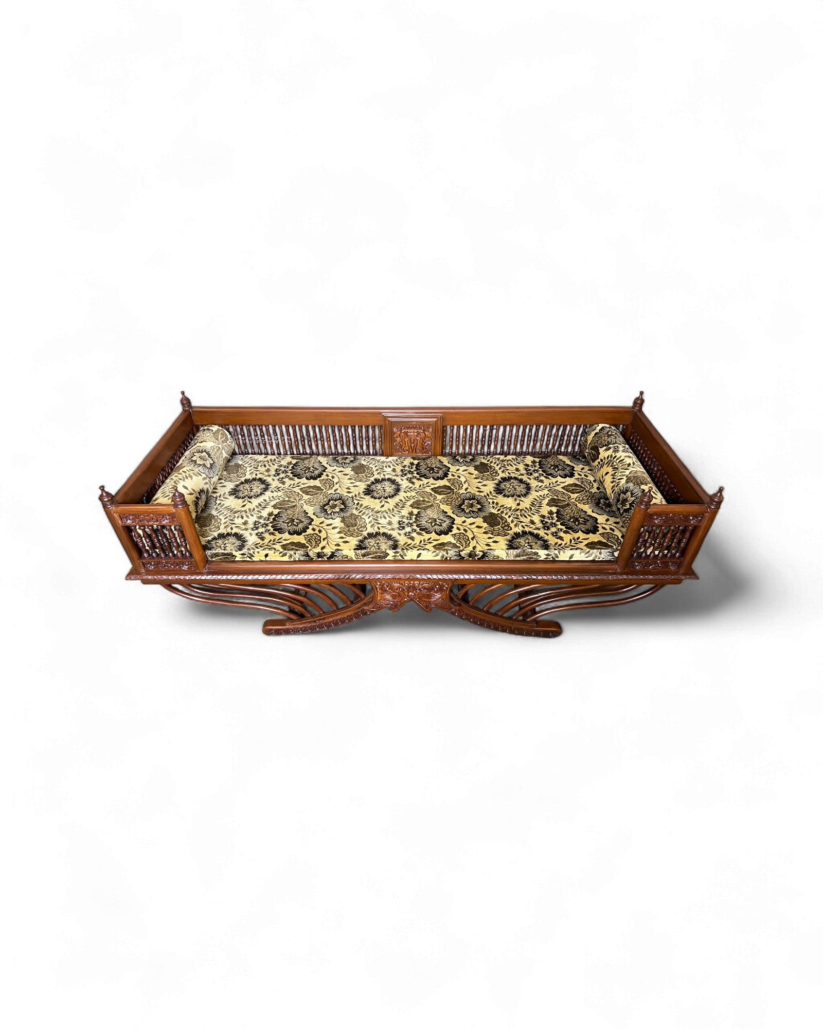 Hand-Carved Burmese Daybed with Phoenix Motifs - Surround Living