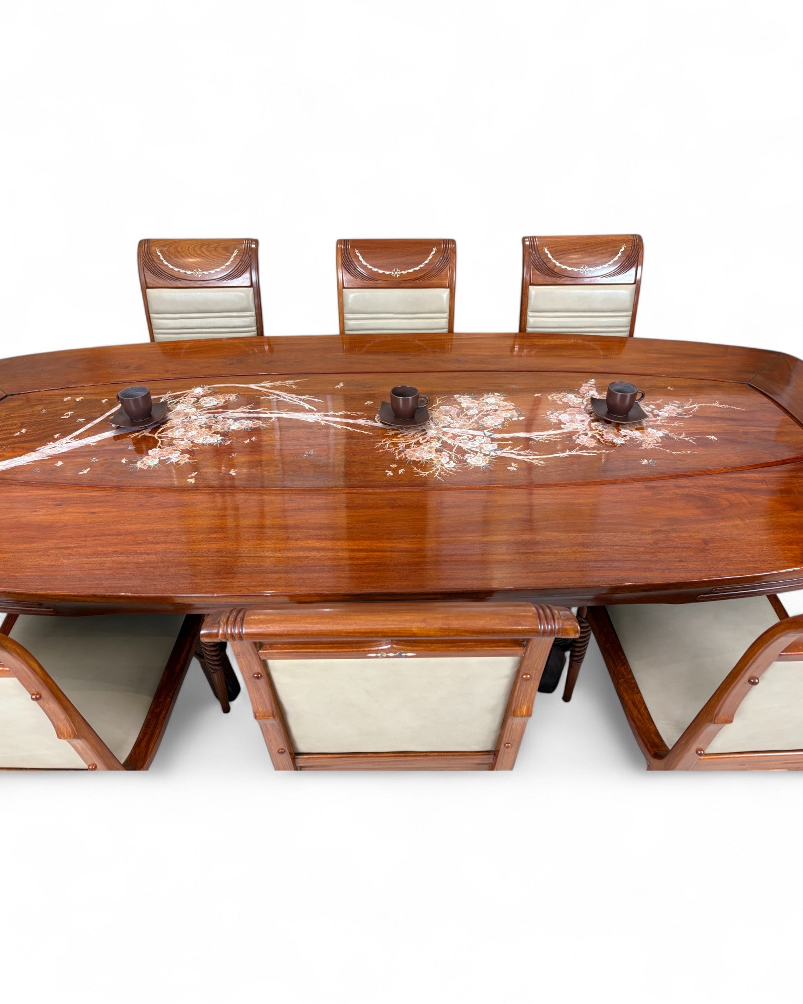 Chinese Rosewood Dining Table with Wild Pearl Inlay - Reproduction