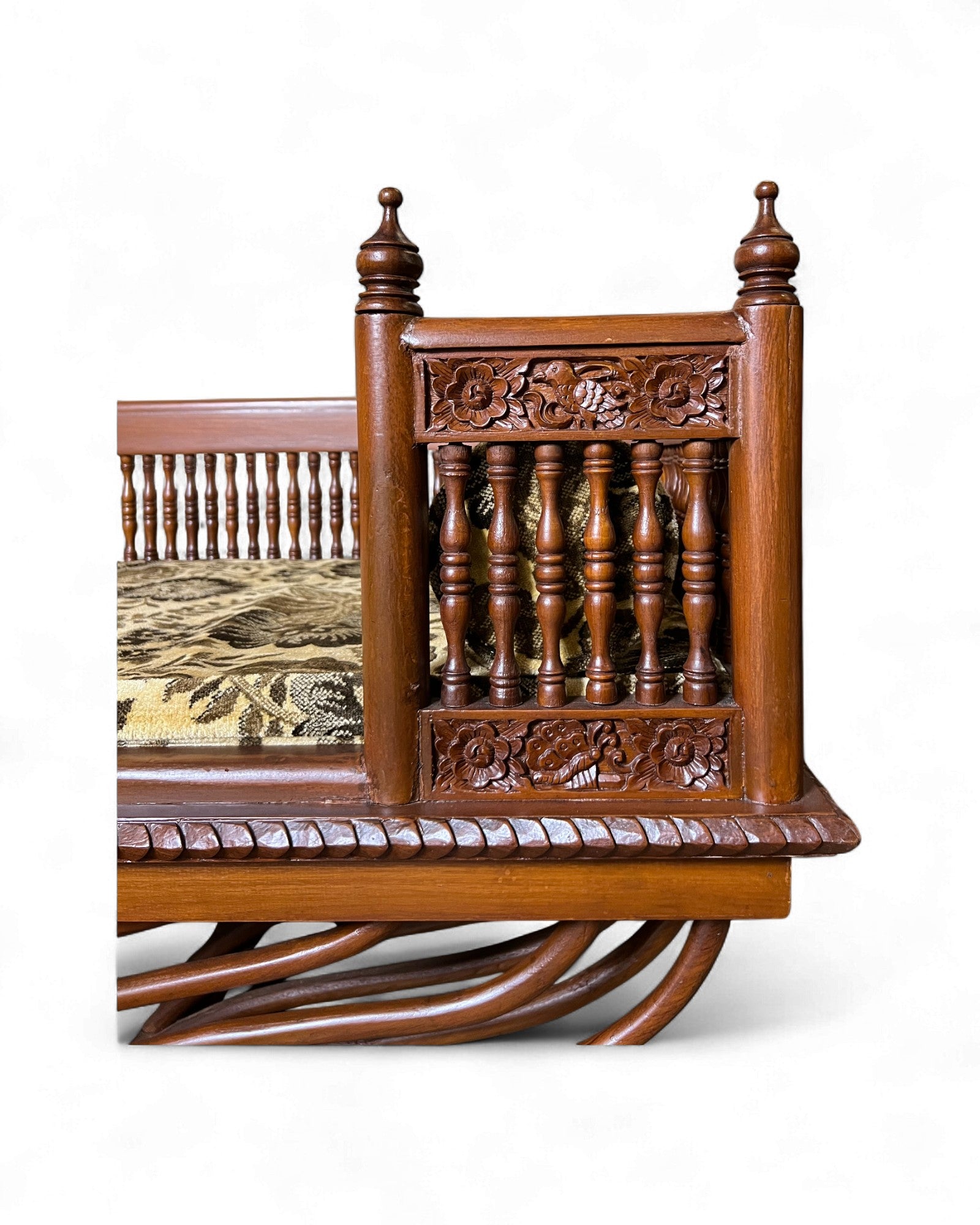 Hand-Carved Burmese Daybed with Phoenix Motifs - Surround Living