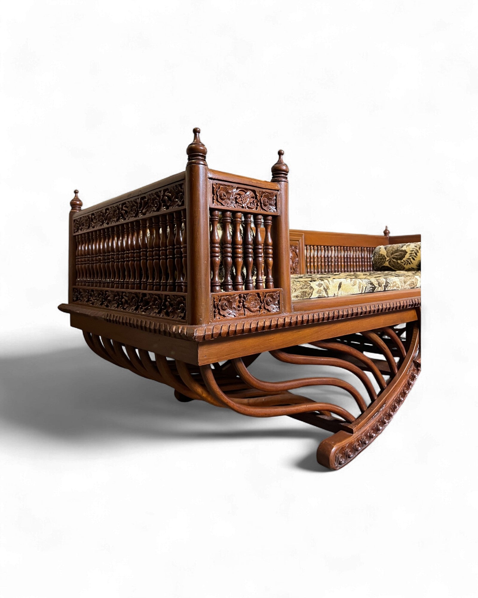 Hand-Carved Burmese Daybed with Phoenix Motifs - Surround Living