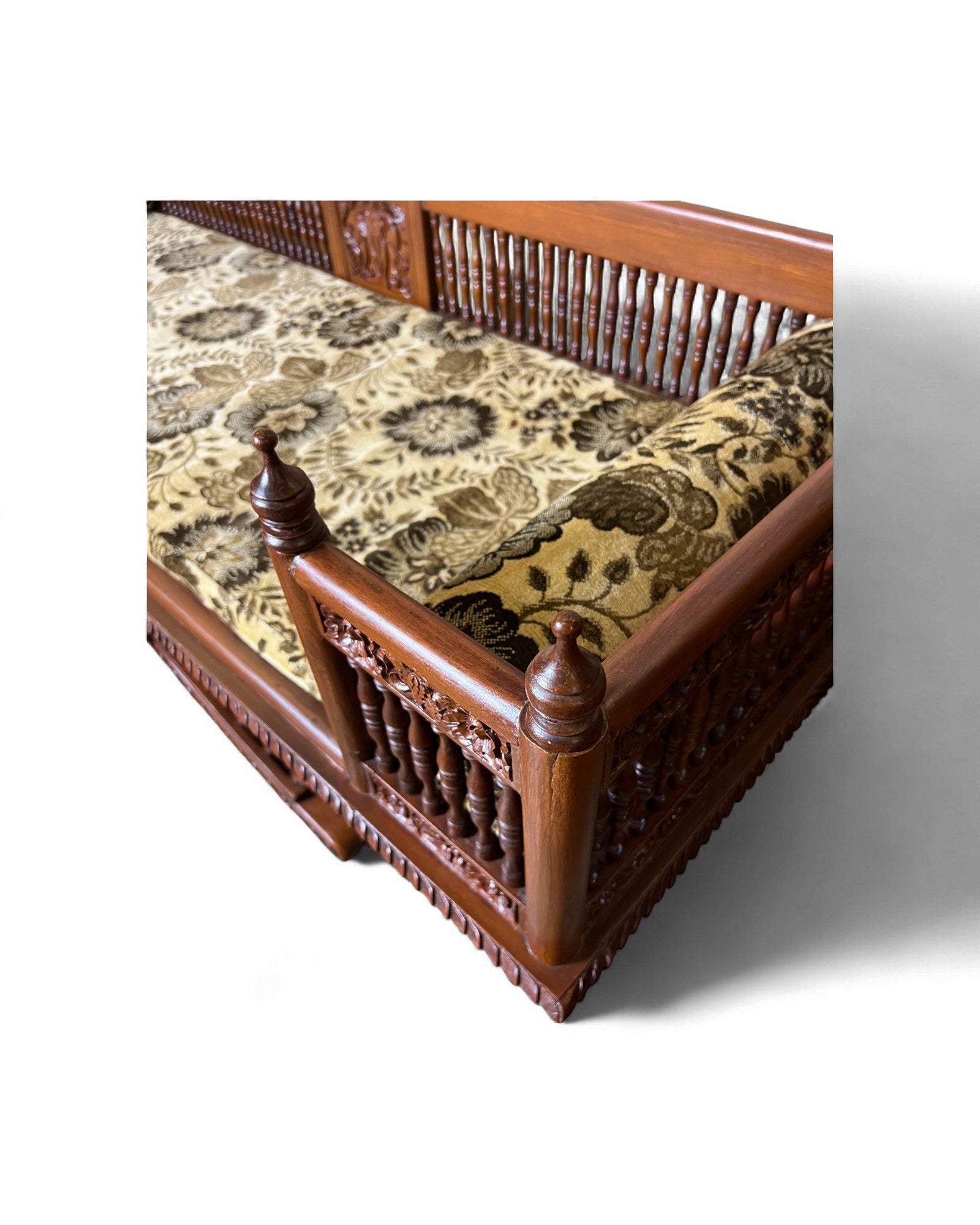 Hand-Carved Burmese Daybed with Phoenix Motifs - Surround Living